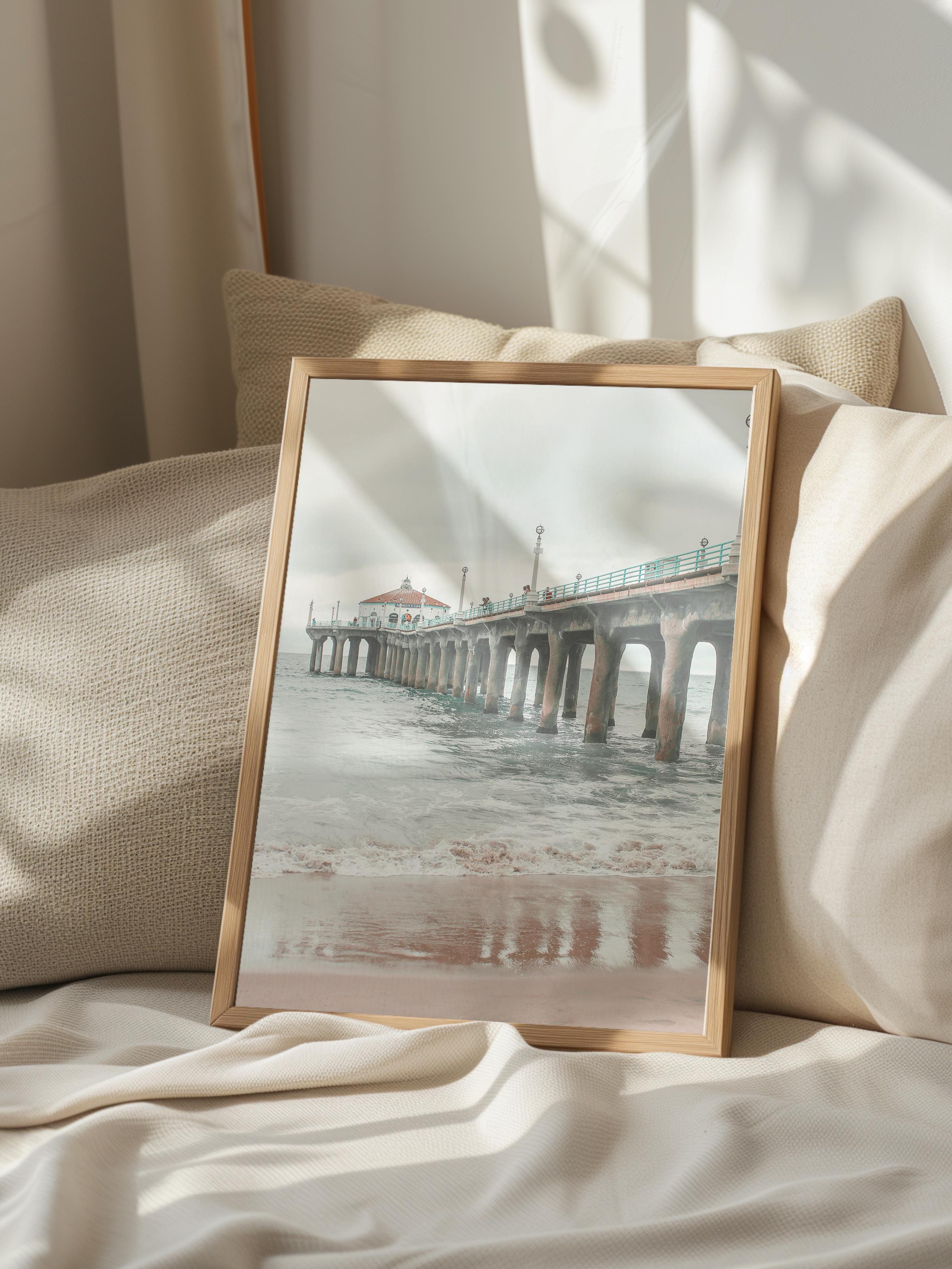 Çerçevesiz Poster, Yaz Temalı Tablo NO:158, İskelenin Yanı Fotoğrafı, Beyaz Poster, Dikey