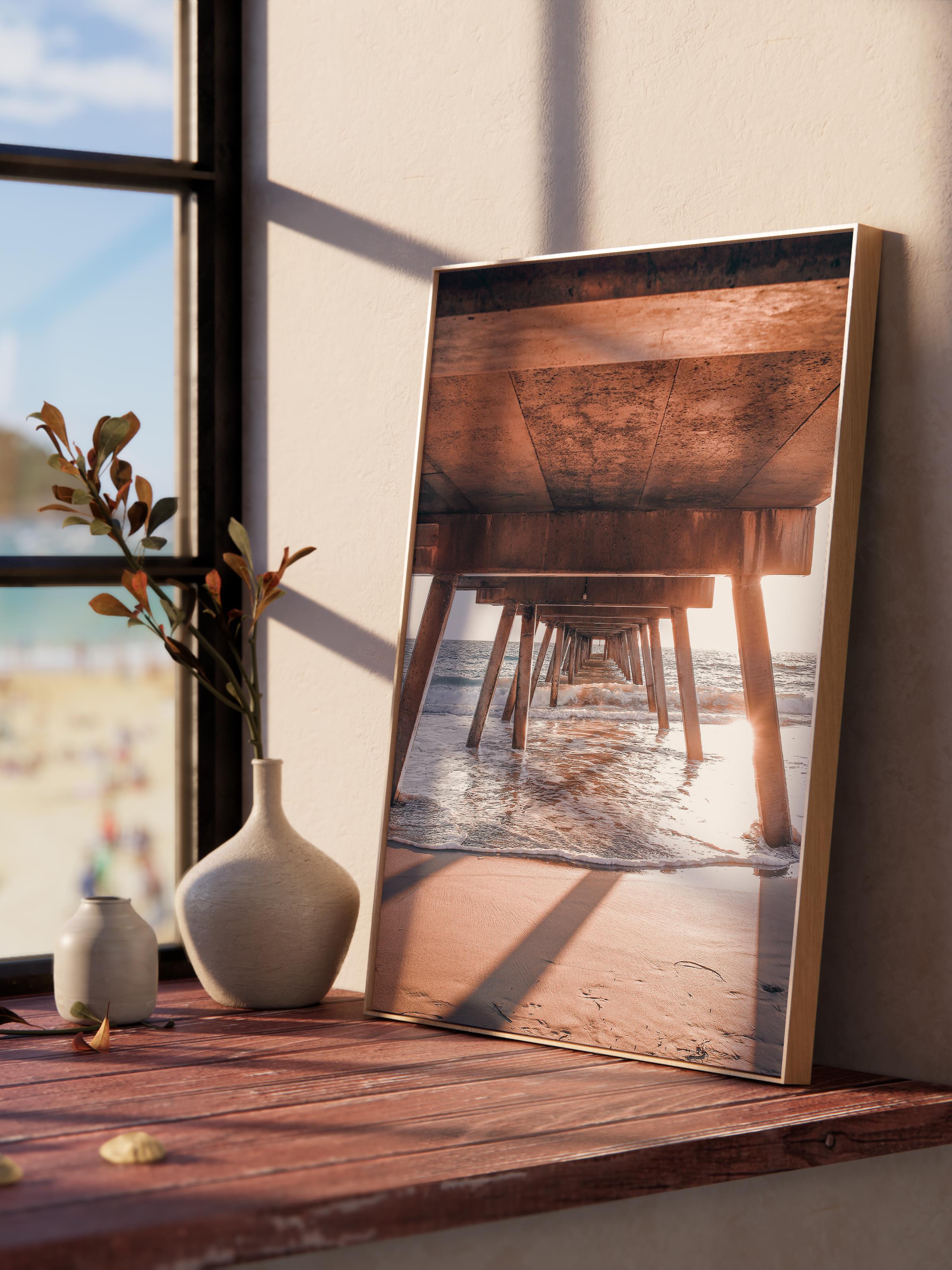 Çerçevesiz Poster, Yaz Temalı Tablo NO:159, İskelenin Altı Fotoğrafı, Kahverengi Poster, Dikey