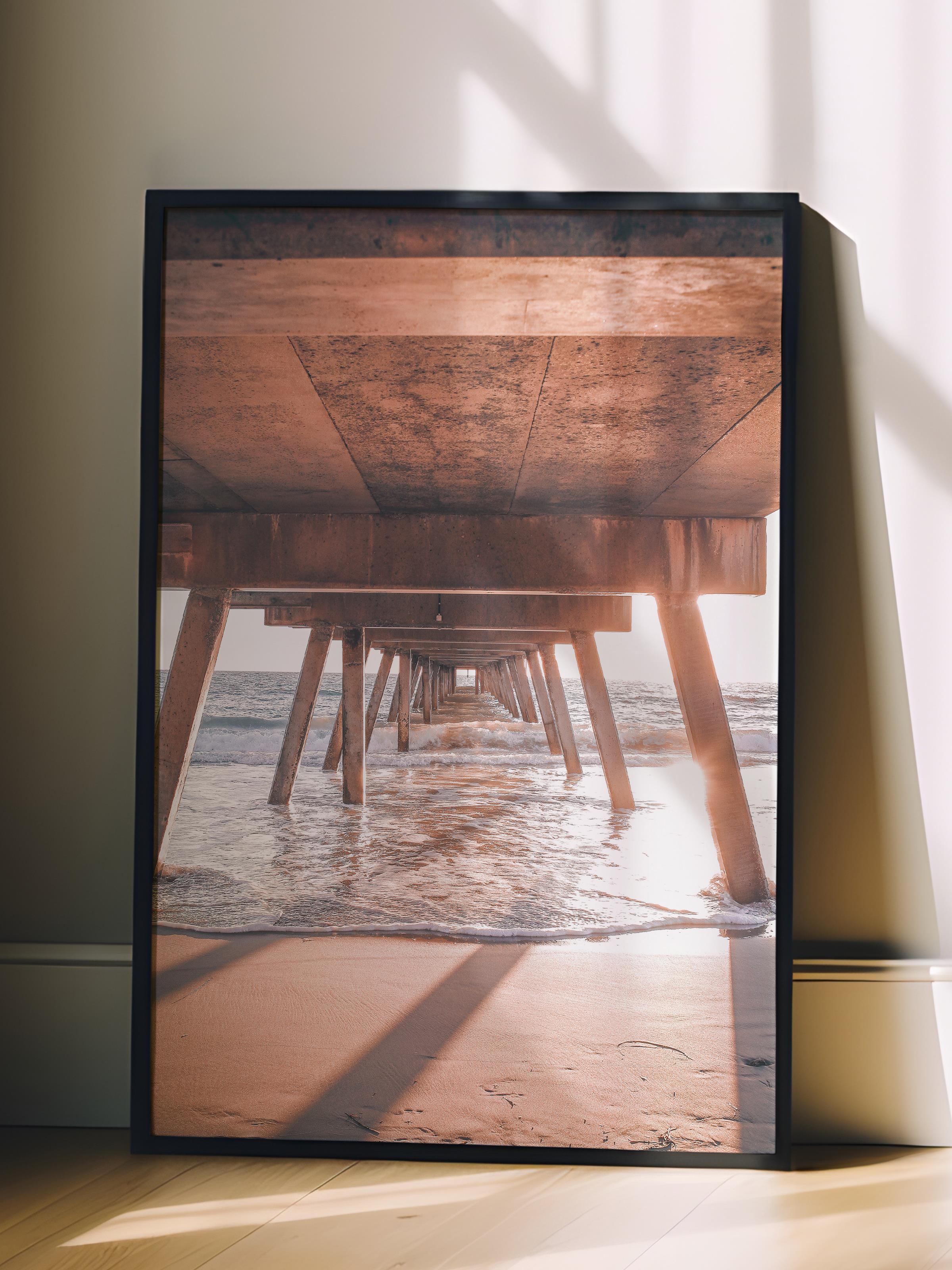 Çerçevesiz Poster, Yaz Temalı Tablo NO:159, İskelenin Altı Fotoğrafı, Kahverengi Poster, Dikey