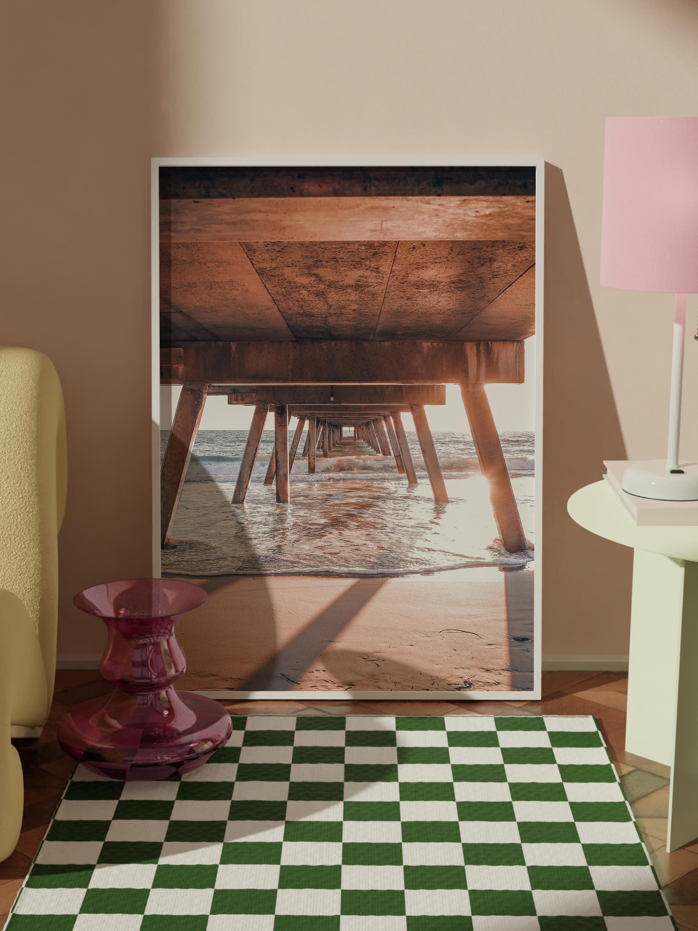 Çerçevesiz Poster, Yaz Temalı Tablo NO:159, İskelenin Altı Fotoğrafı, Kahverengi Poster, Dikey