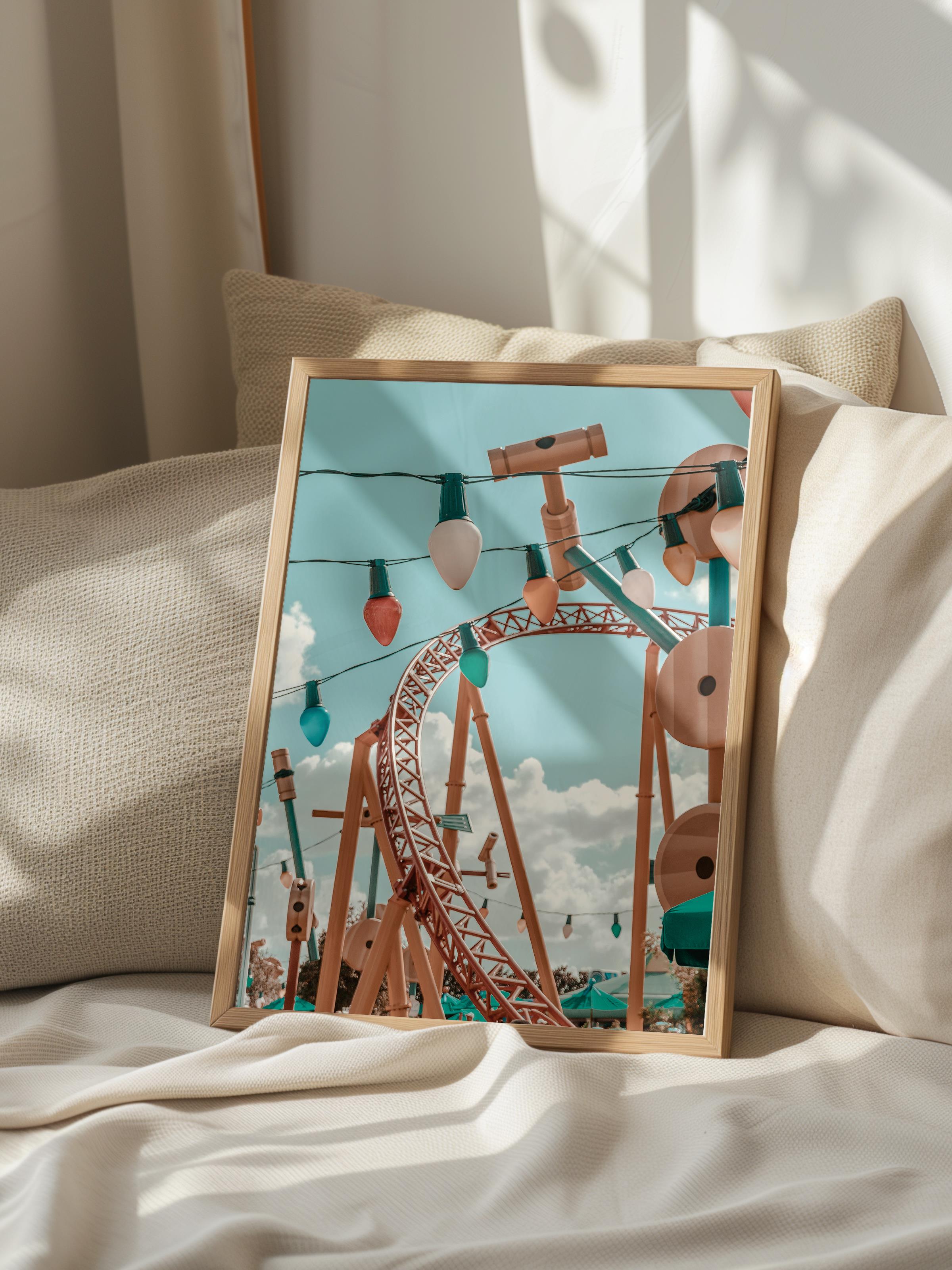 Çerçevesiz Poster, Yaz Temalı Tablo NO:162, Lunapark Girişi Fotoğrafı, Kahverengi Poster, Dikey