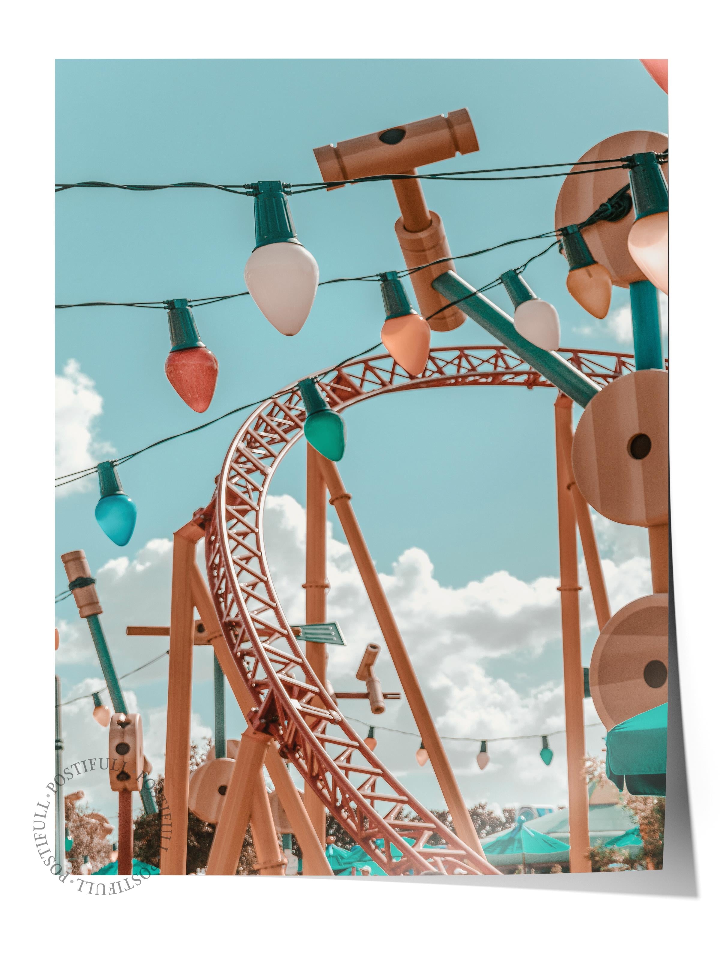 Çerçevesiz Poster, Yaz Temalı Tablo NO:162, Lunapark Girişi Fotoğrafı, Kahverengi Poster, Dikey