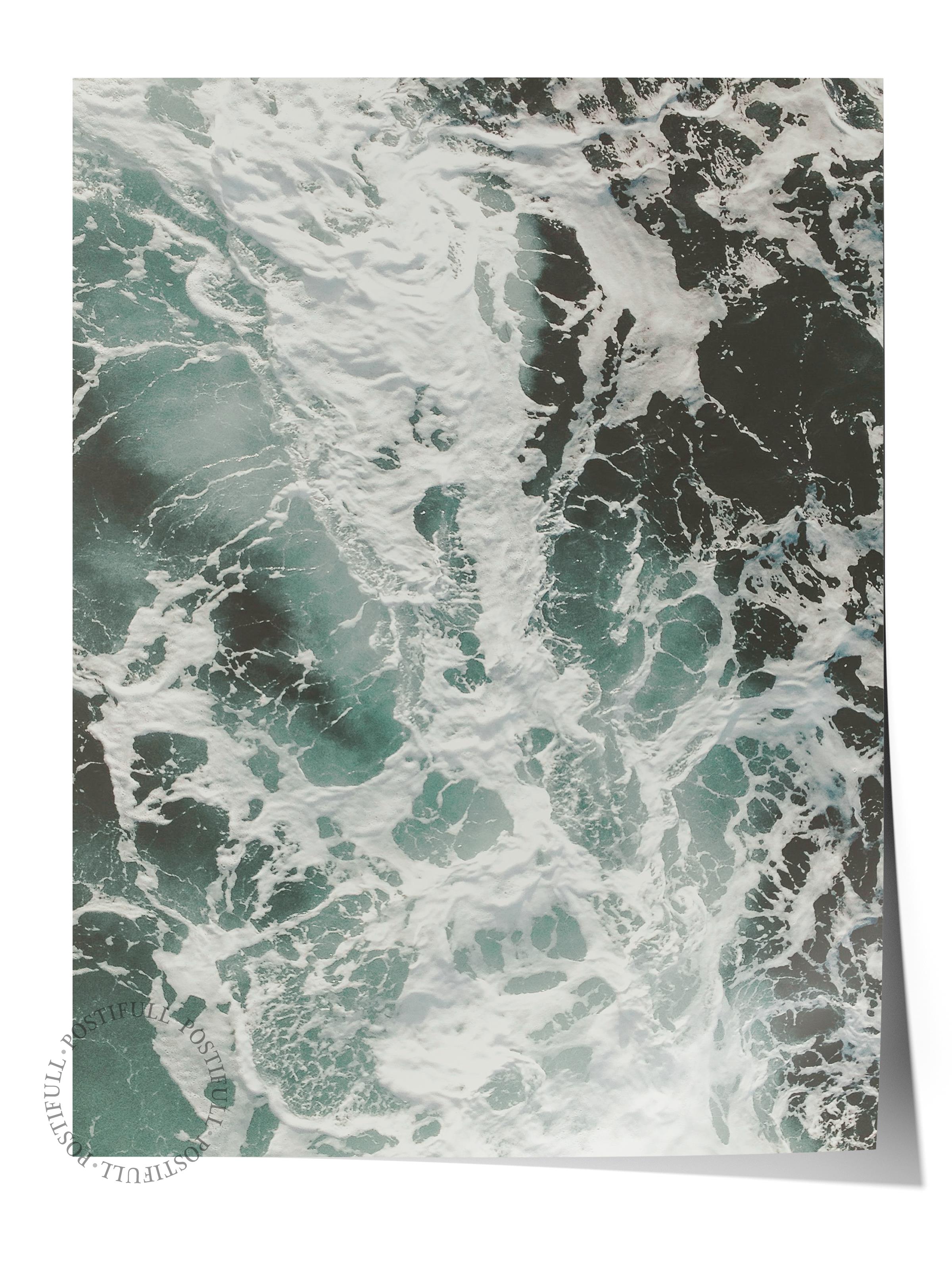 Çerçevesiz Poster, Yaz Temalı Tablo NO:167, Köpüren Dalga Fotoğrafı, Beyaz Poster, Dikey