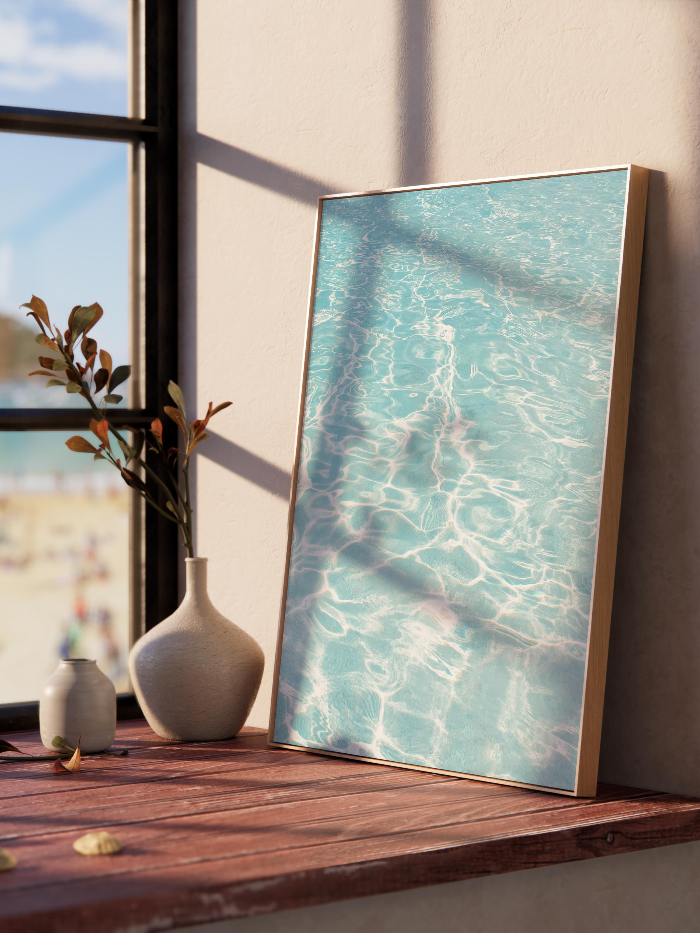 Çerçevesiz Poster, Yaz Temalı Tablo NO:168, Havuz Suyu Fotoğrafı, Mavi Poster, Dikey