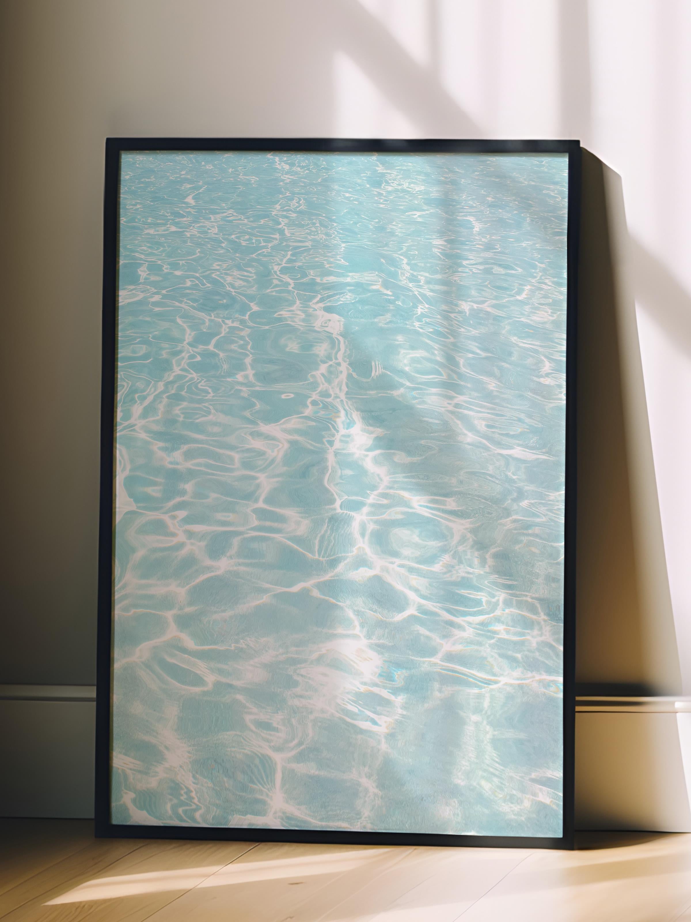 Çerçevesiz Poster, Yaz Temalı Tablo NO:168, Havuz Suyu Fotoğrafı, Mavi Poster, Dikey