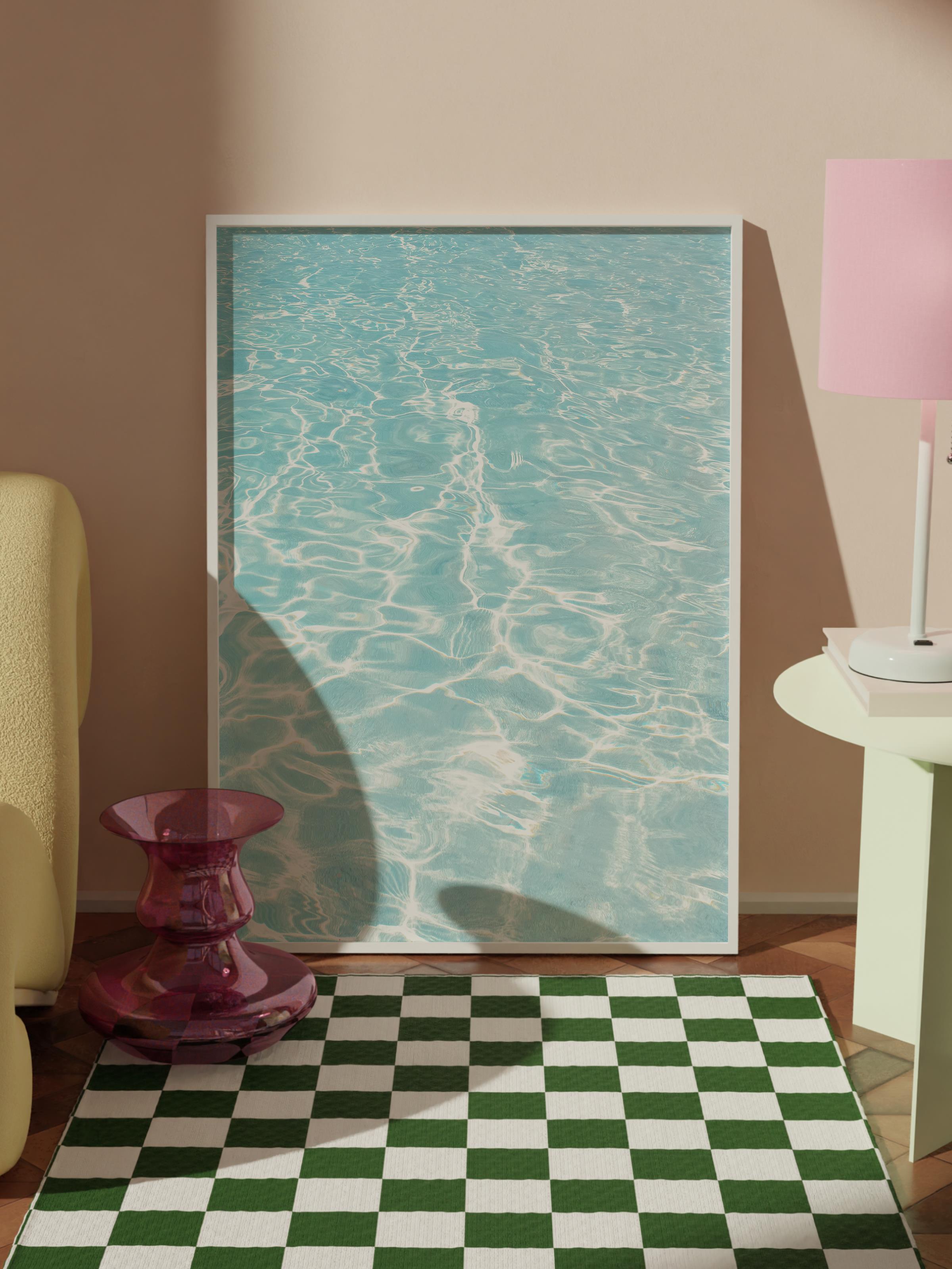 Çerçevesiz Poster, Yaz Temalı Tablo NO:168, Havuz Suyu Fotoğrafı, Mavi Poster, Dikey