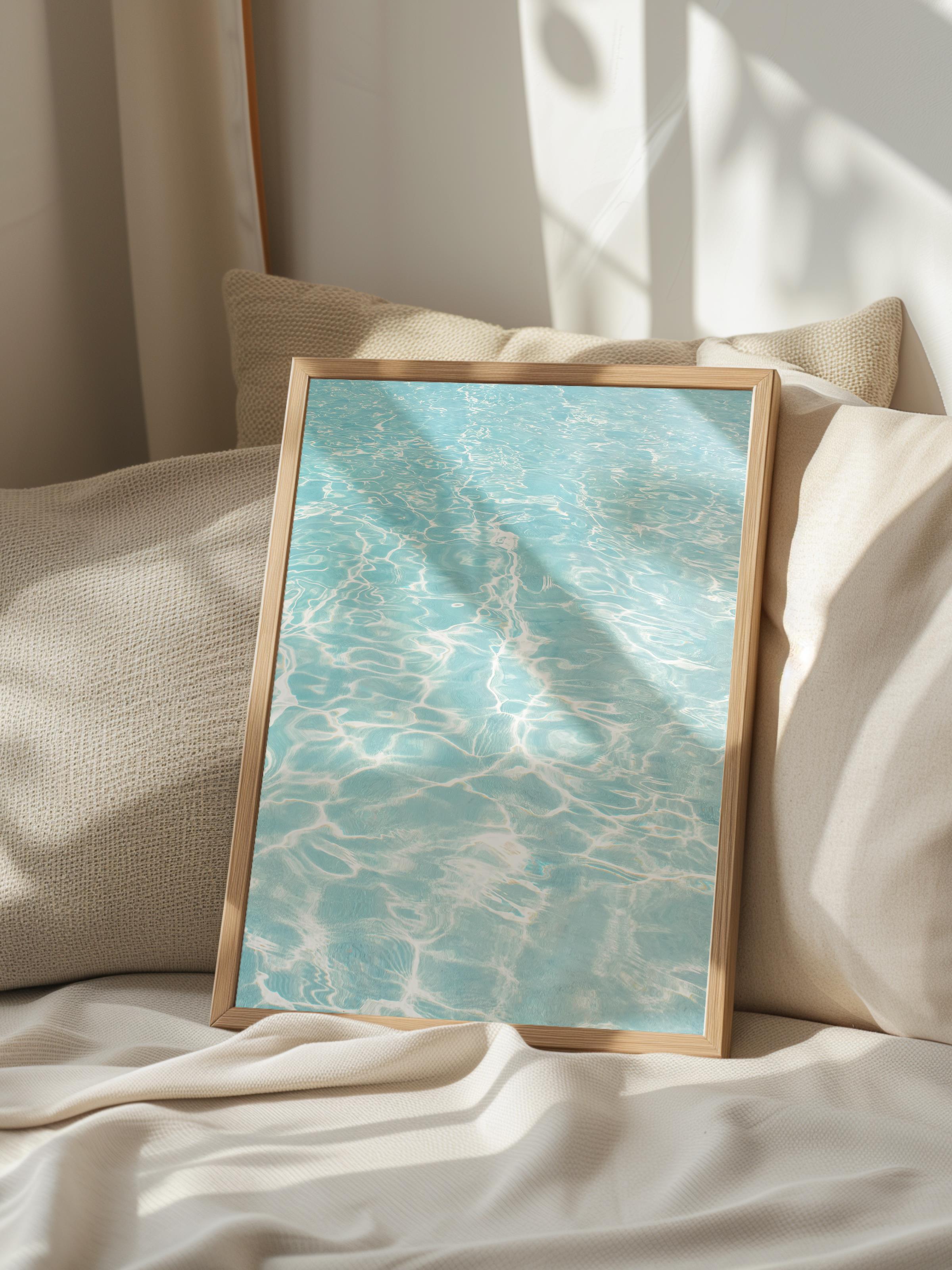 Çerçevesiz Poster, Yaz Temalı Tablo NO:168, Havuz Suyu Fotoğrafı, Mavi Poster, Dikey