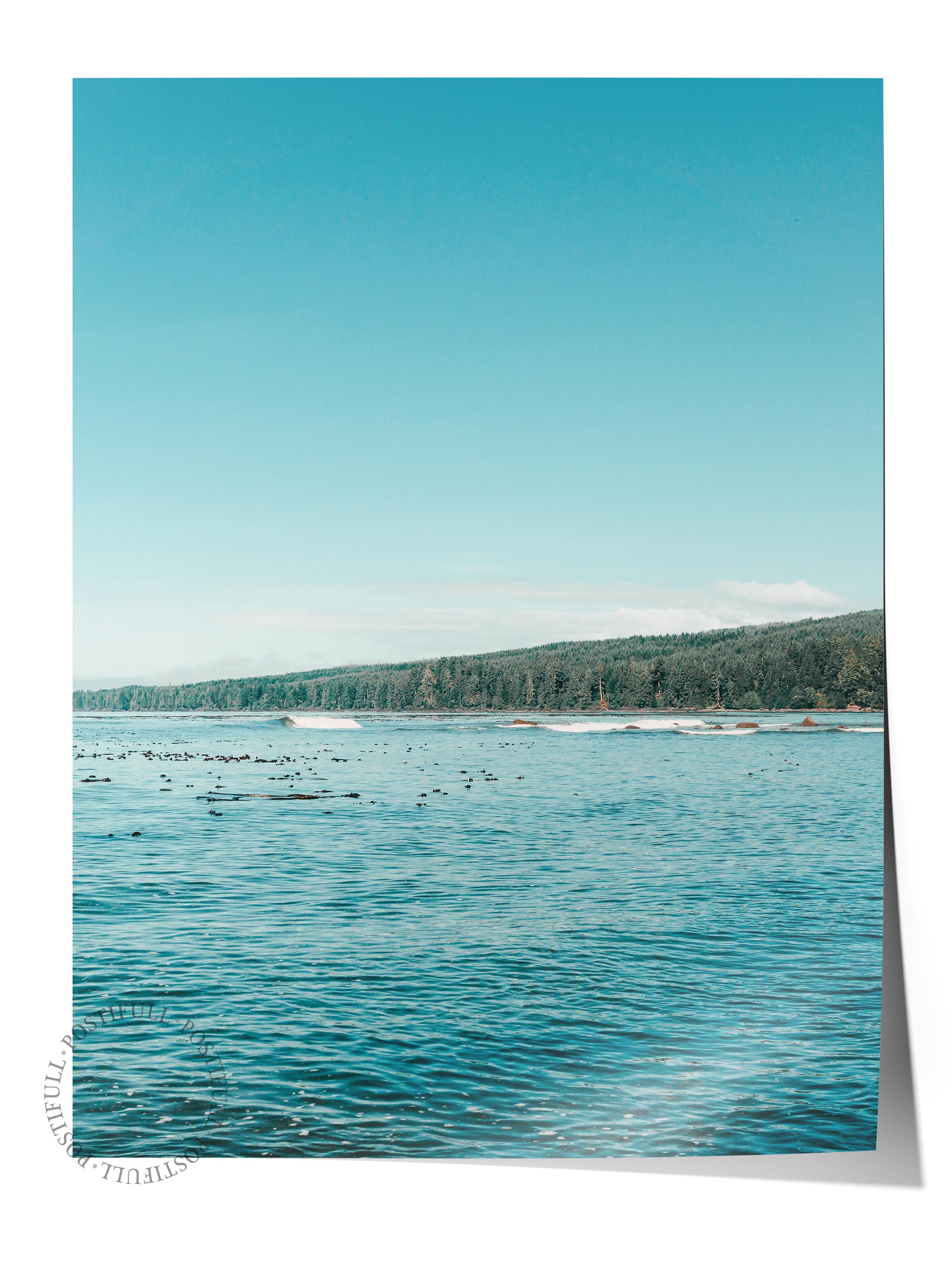 Çerçevesiz Poster, Yaz Temalı Tablo NO:169, Göl ve Dağlar Fotoğrafı, Mavi Poster, Dikey