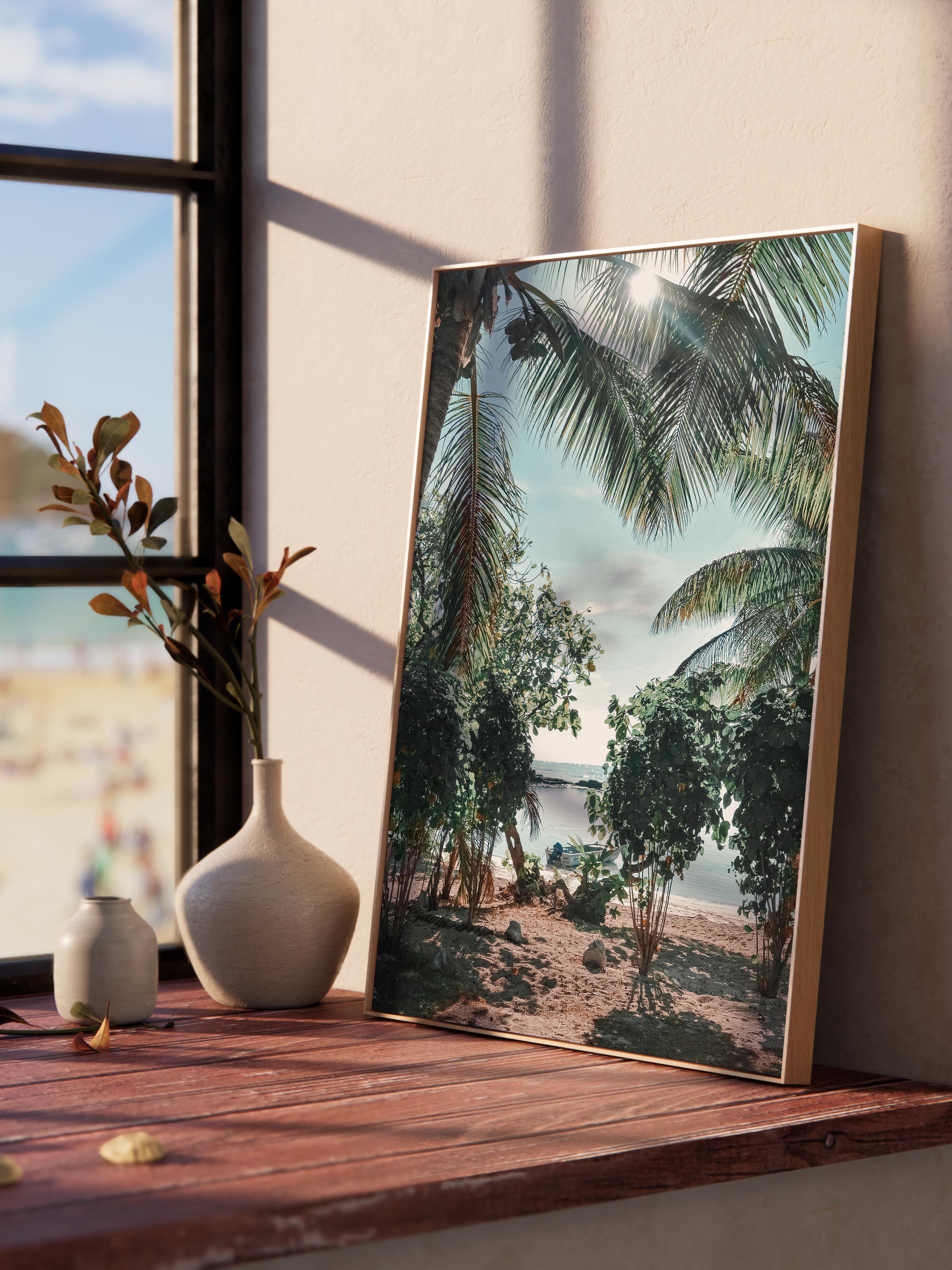 Çerçevesiz Poster, Yaz Temalı Tablo NO:172, Palmiye Manzarası Fotoğrafı, Yeşil Poster, Dikey