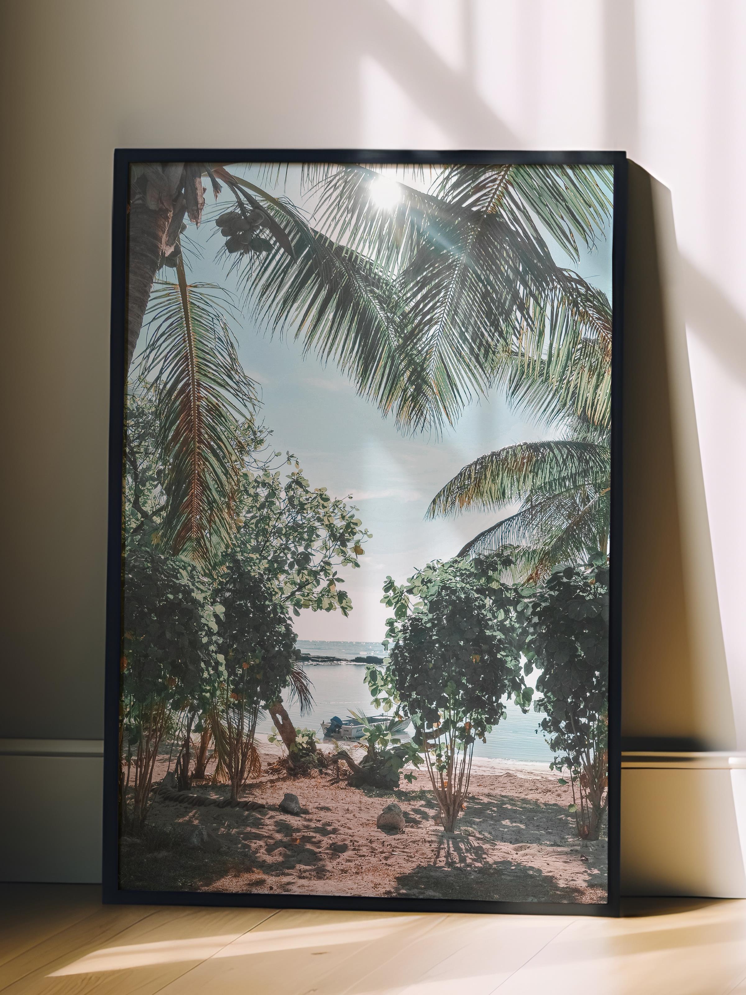 Çerçevesiz Poster, Yaz Temalı Tablo NO:172, Palmiye Manzarası Fotoğrafı, Yeşil Poster, Dikey