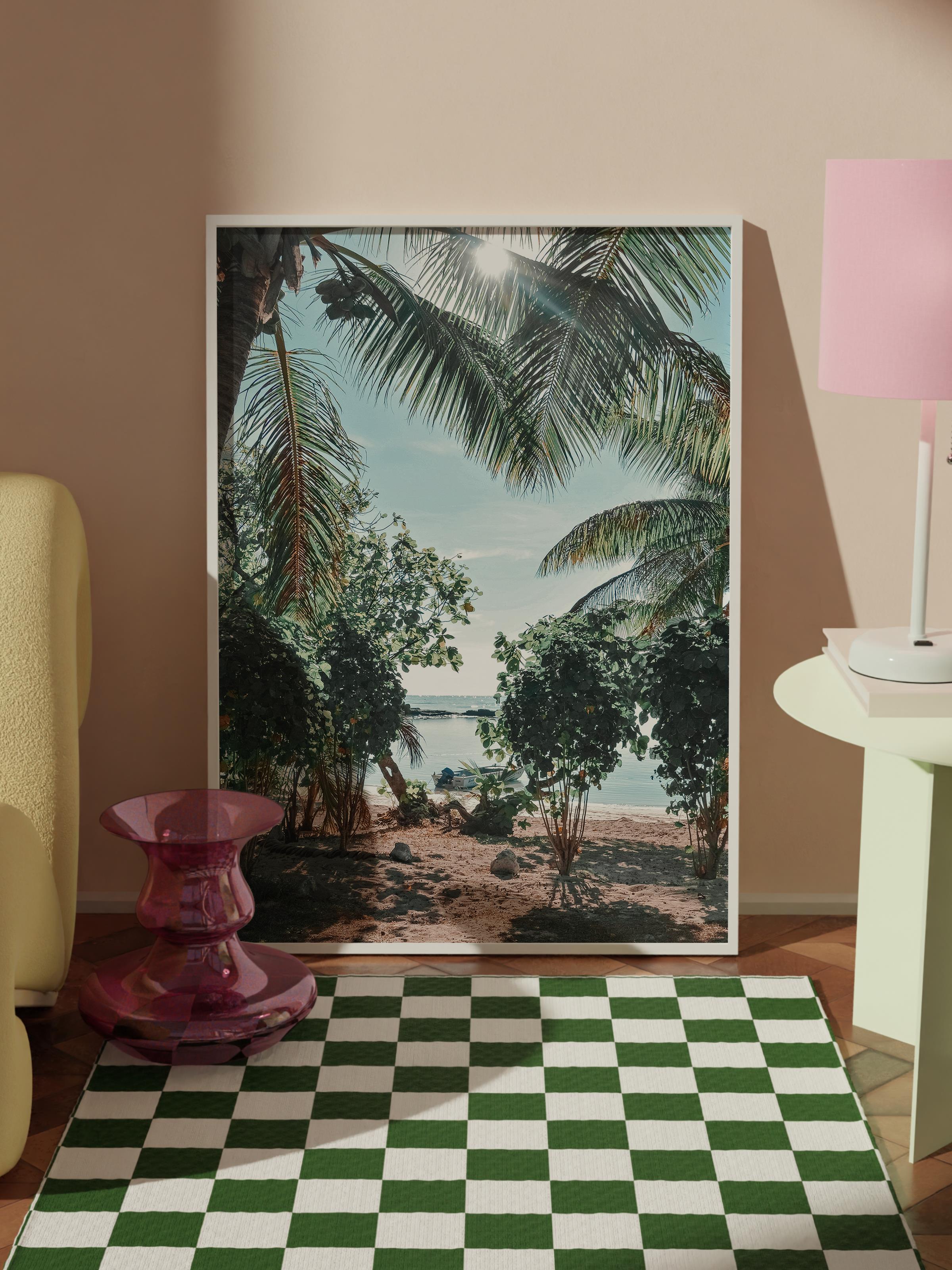 Çerçevesiz Poster, Yaz Temalı Tablo NO:172, Palmiye Manzarası Fotoğrafı, Yeşil Poster, Dikey