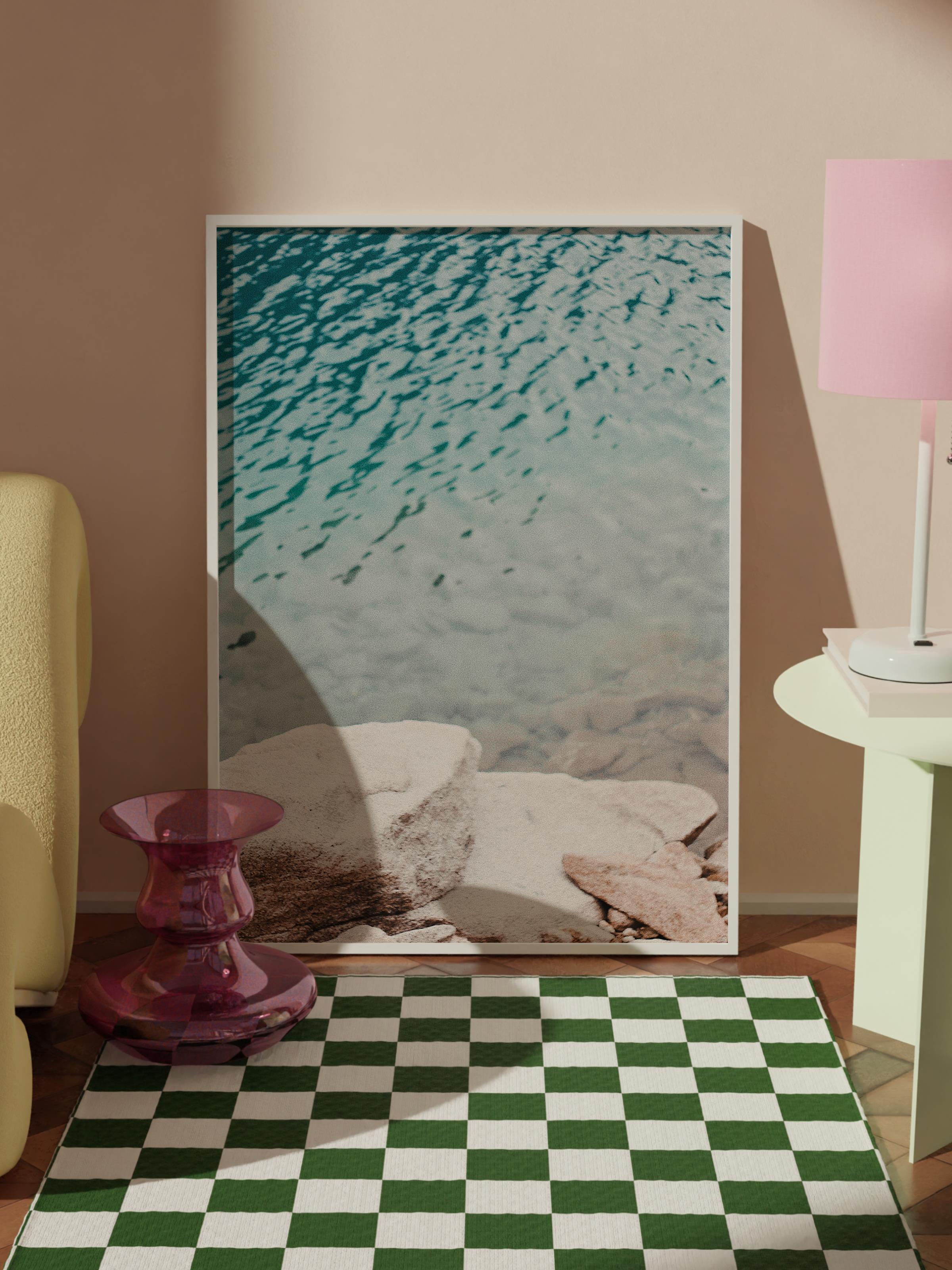 Çerçevesiz Poster, Yaz Temalı Tablo NO:177, Su Üstünde Dalgalar Fotoğrafı, Mavi Poster, Dikey