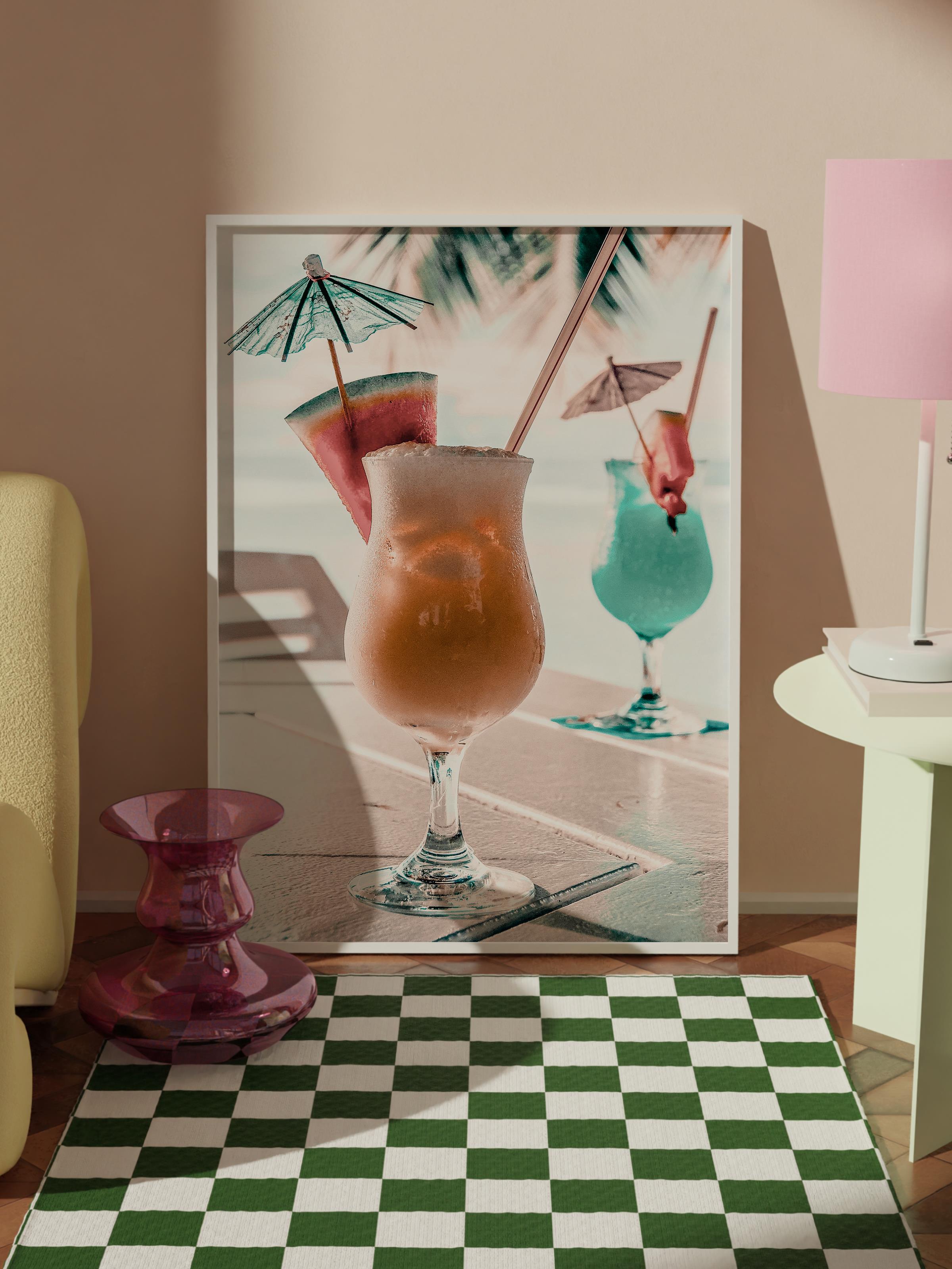 Çerçevesiz Poster, Yaz Temalı Tablo NO:189, Kokteyller Fotoğrafı, Turuncu Poster, Dikey