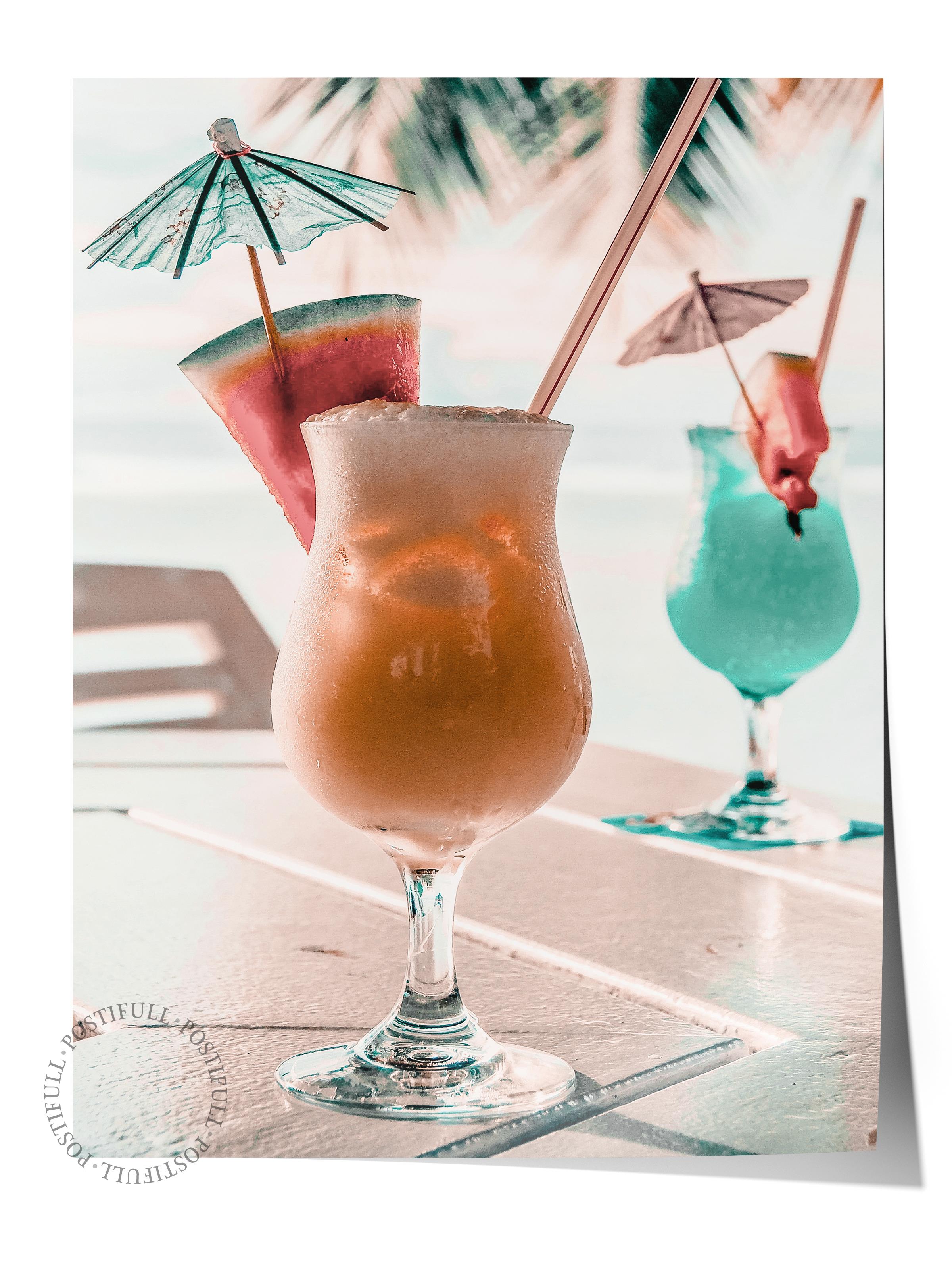 Çerçevesiz Poster, Yaz Temalı Tablo NO:189, Kokteyller Fotoğrafı, Turuncu Poster, Dikey