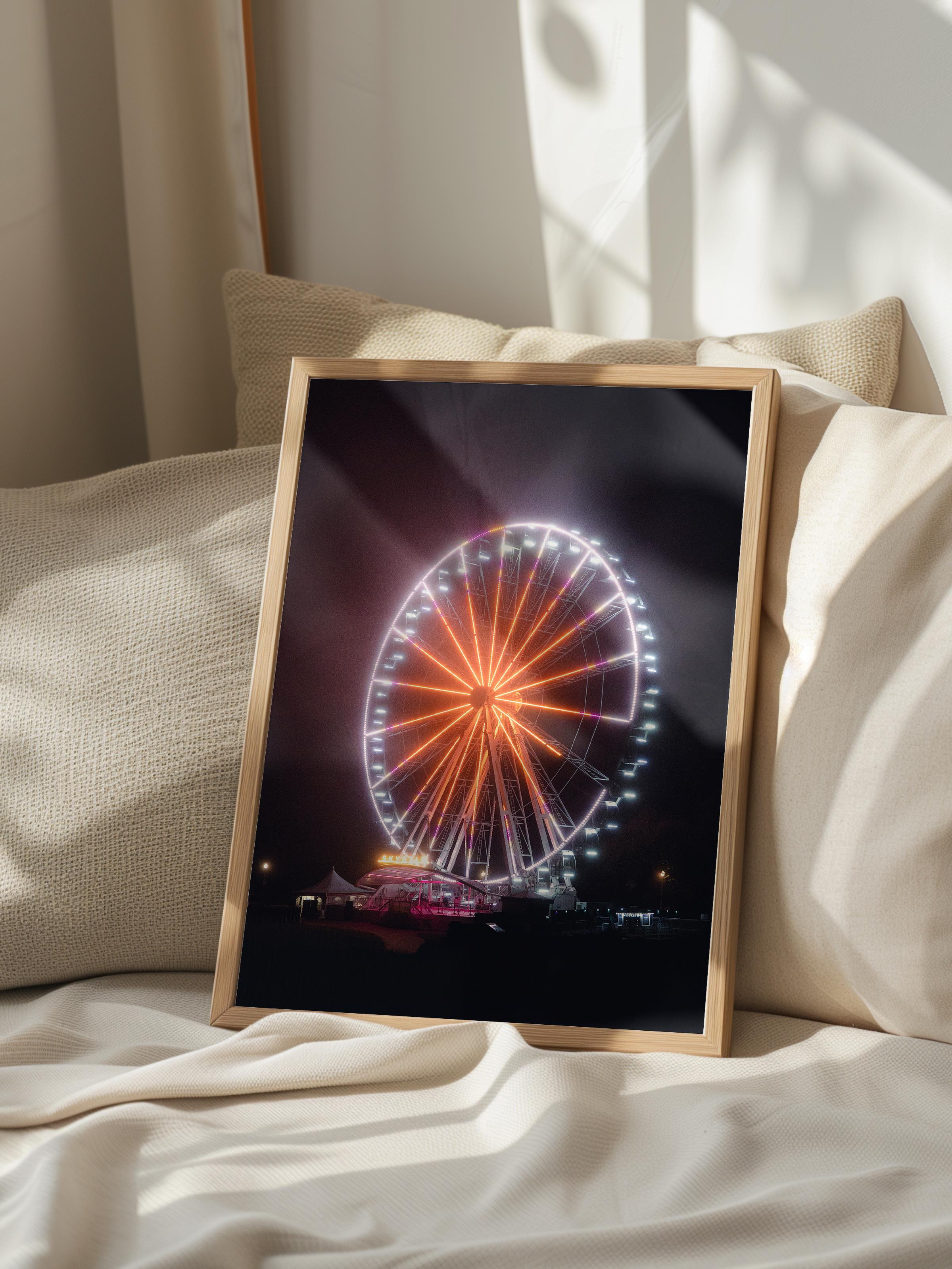 Çerçevesiz Poster, Yaz Temalı Tablo NO:194, Dönme Dolap Fotoğrafı, Siyah Poster, Dikey