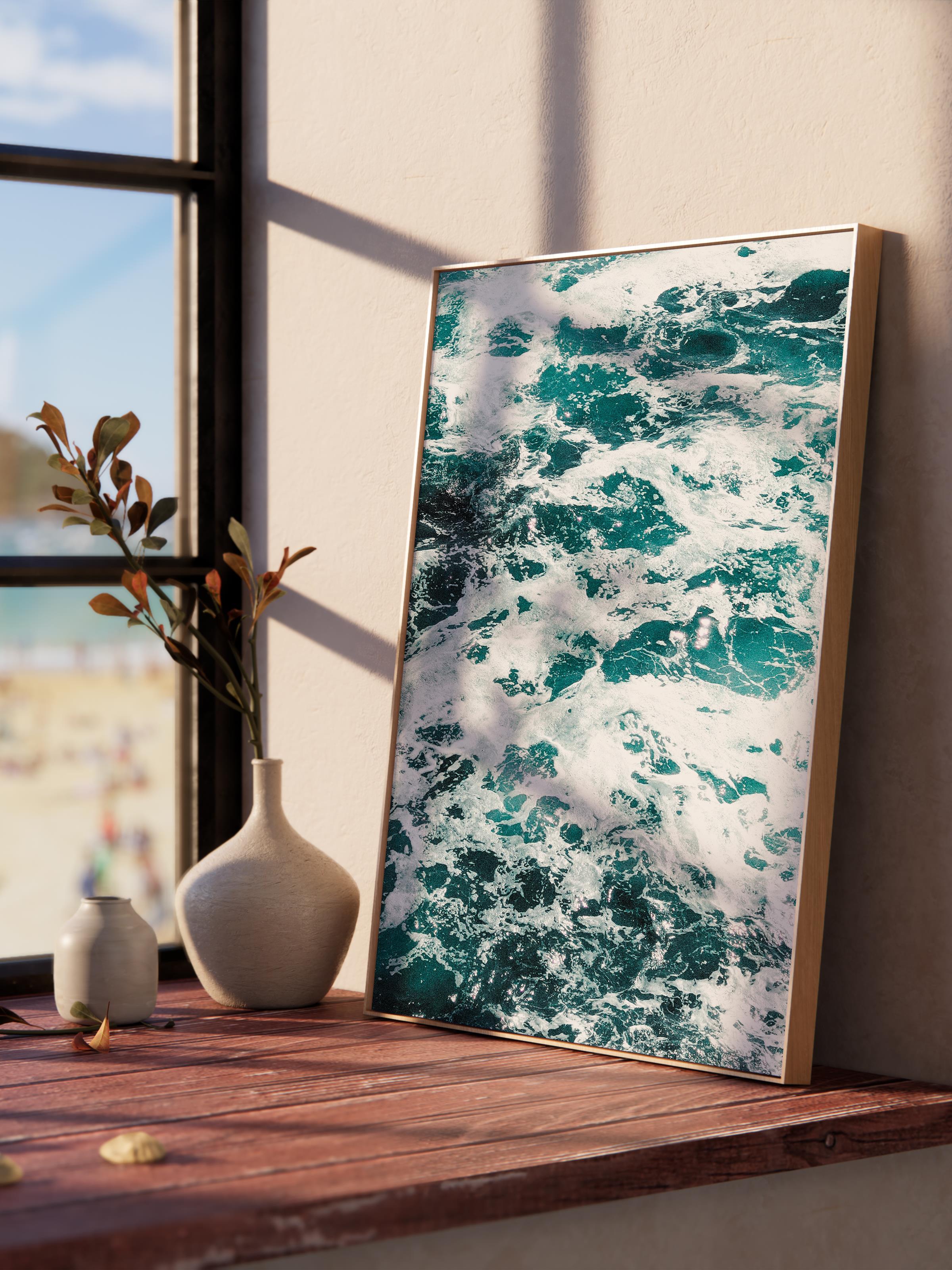 Çerçevesiz Poster, Yaz Temalı Tablo NO:195, Deniz Dalgaları Fotoğrafı, Beyaz Poster, Dikey