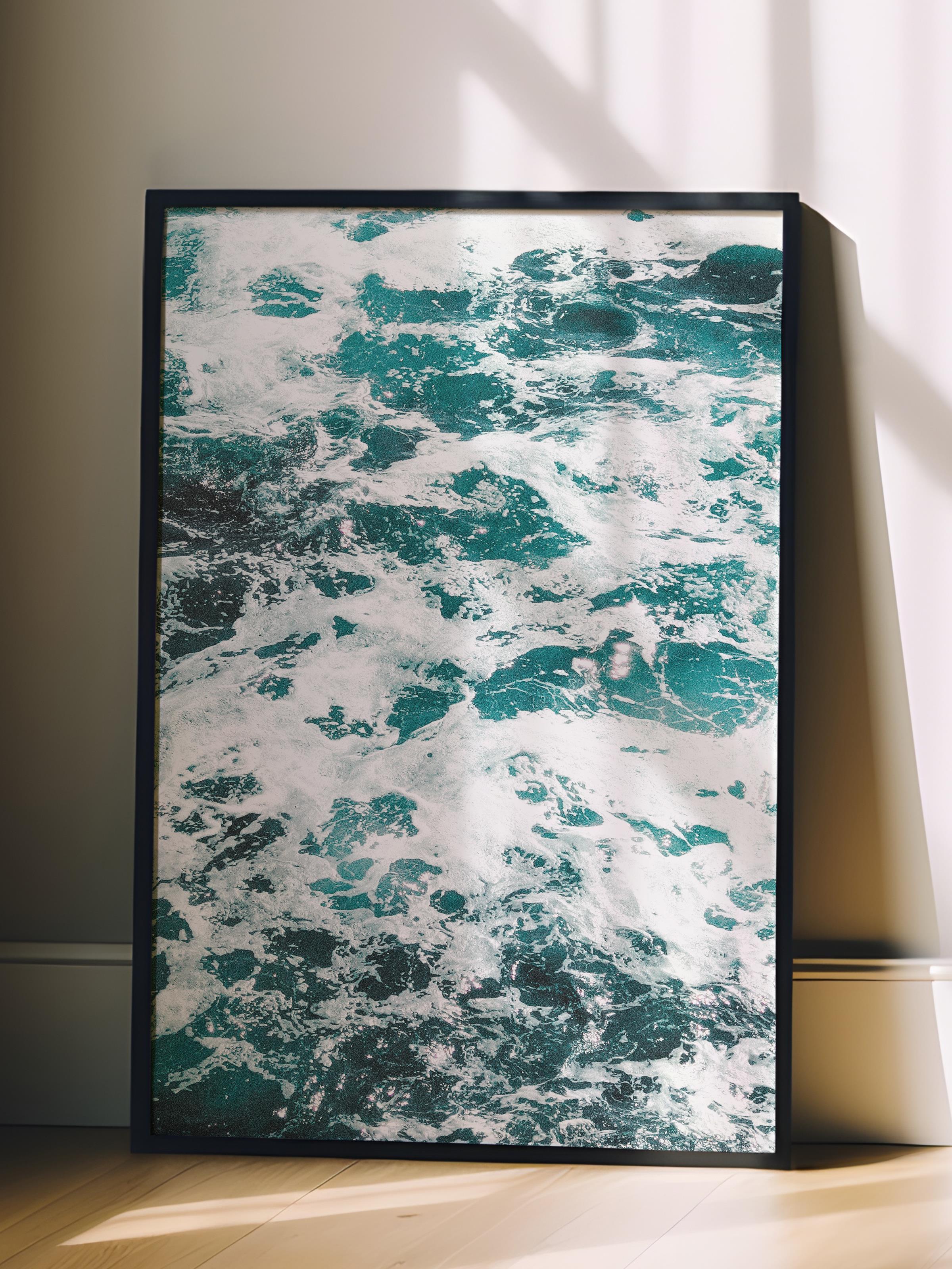 Çerçevesiz Poster, Yaz Temalı Tablo NO:195, Deniz Dalgaları Fotoğrafı, Beyaz Poster, Dikey