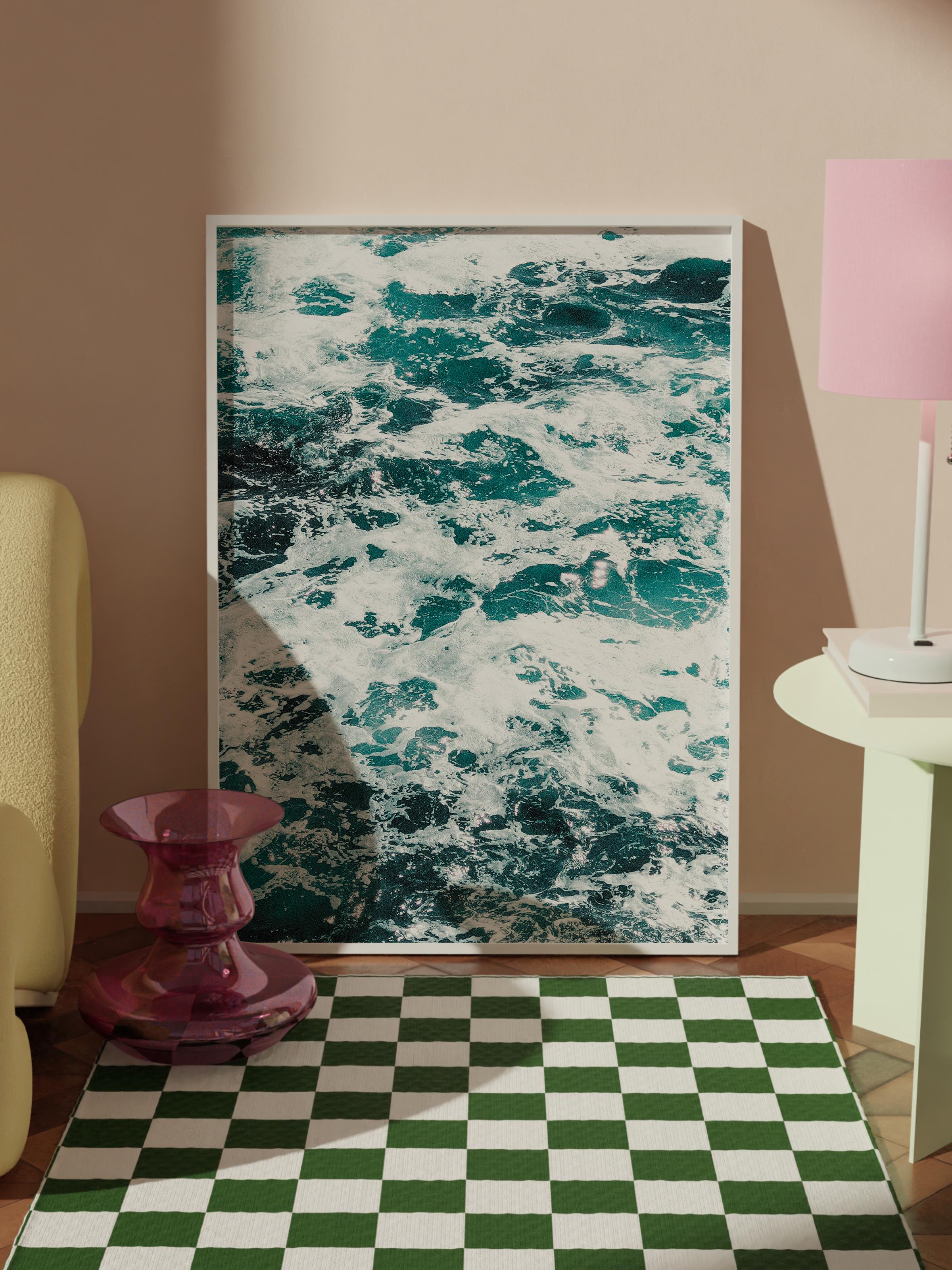 Çerçevesiz Poster, Yaz Temalı Tablo NO:195, Deniz Dalgaları Fotoğrafı, Beyaz Poster, Dikey