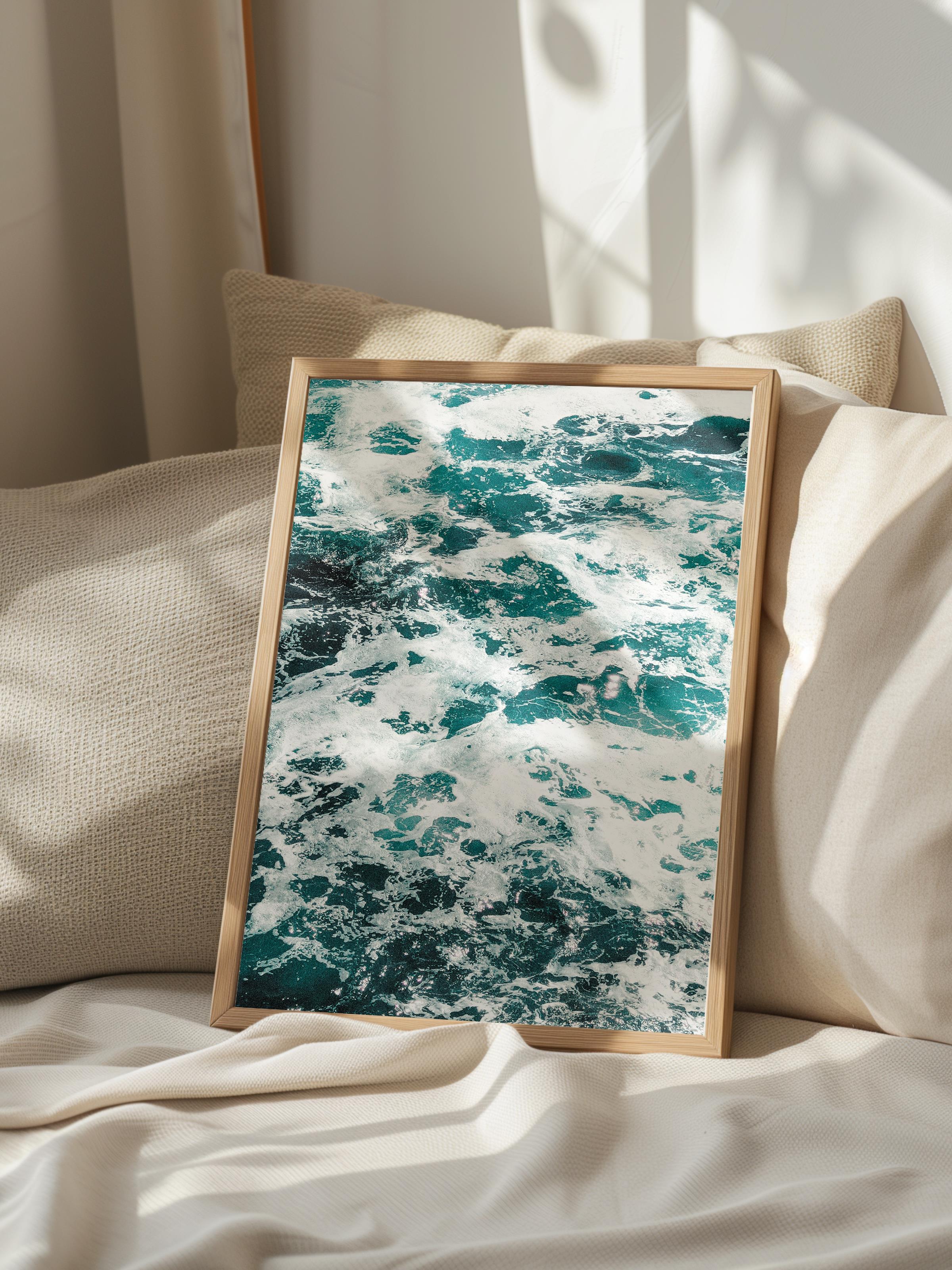 Çerçevesiz Poster, Yaz Temalı Tablo NO:195, Deniz Dalgaları Fotoğrafı, Beyaz Poster, Dikey