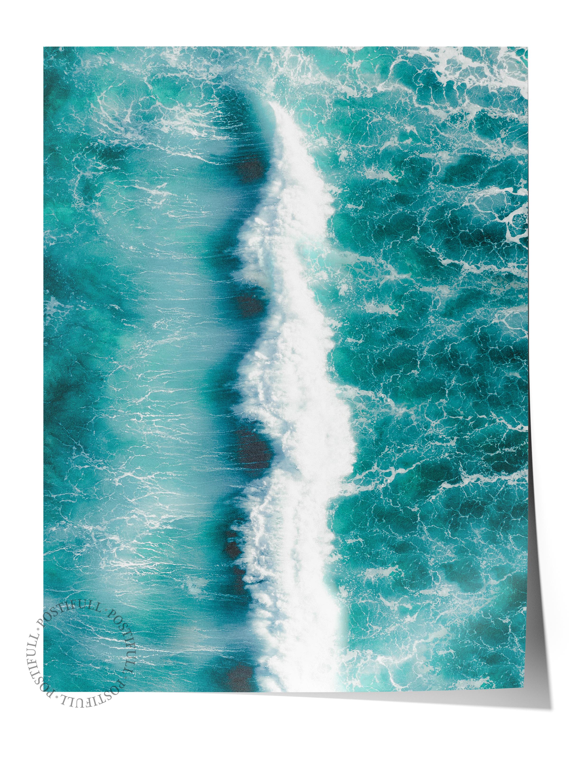 Çerçevesiz Poster, Yaz Temalı Tablo NO:196, Deniz ve Köpükler Fotoğrafı, Beyaz Poster, Dikey