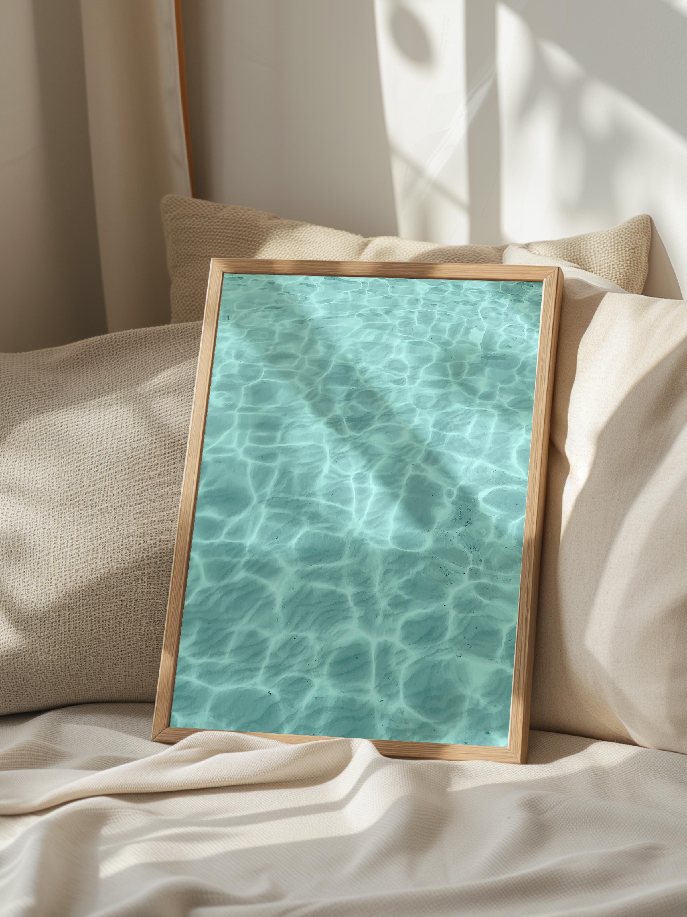 Çerçevesiz Poster, Yaz Temalı Tablo NO:197, Havuz ve Dalgalanmalar Fotoğrafı, Mavi Poster, Dikey