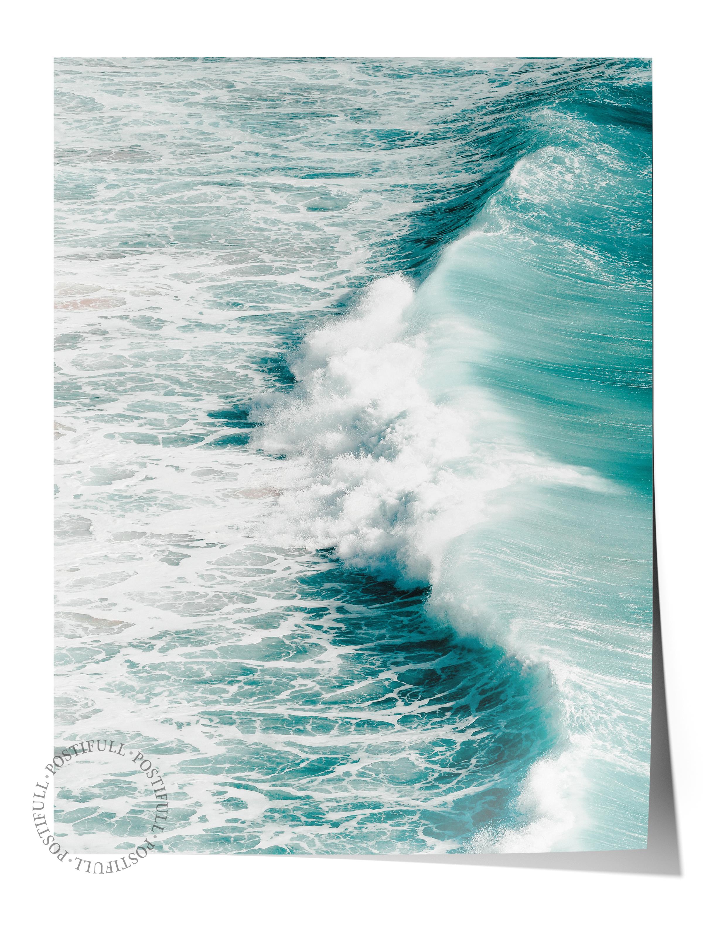 Çerçevesiz Poster, Yaz Temalı Tablo NO:199, Dalgalar ve Köpükler Fotoğrafı, Beyaz Poster, Dikey