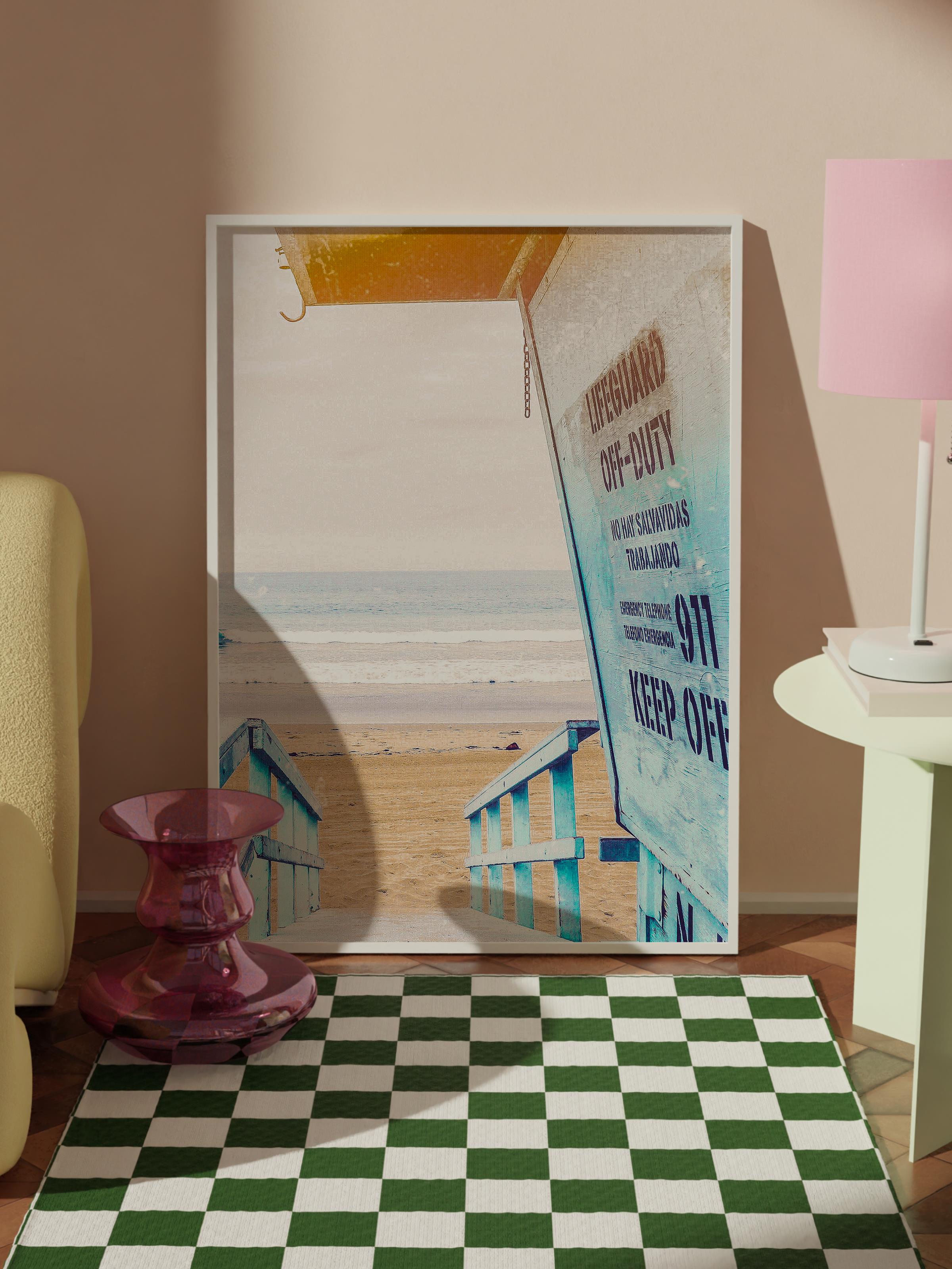 Çerçevesiz Poster, Yaz Temalı Tablo NO:20, Plaj Evi Manzarası Fotoğrafı, Beyaz Poster, Dikey