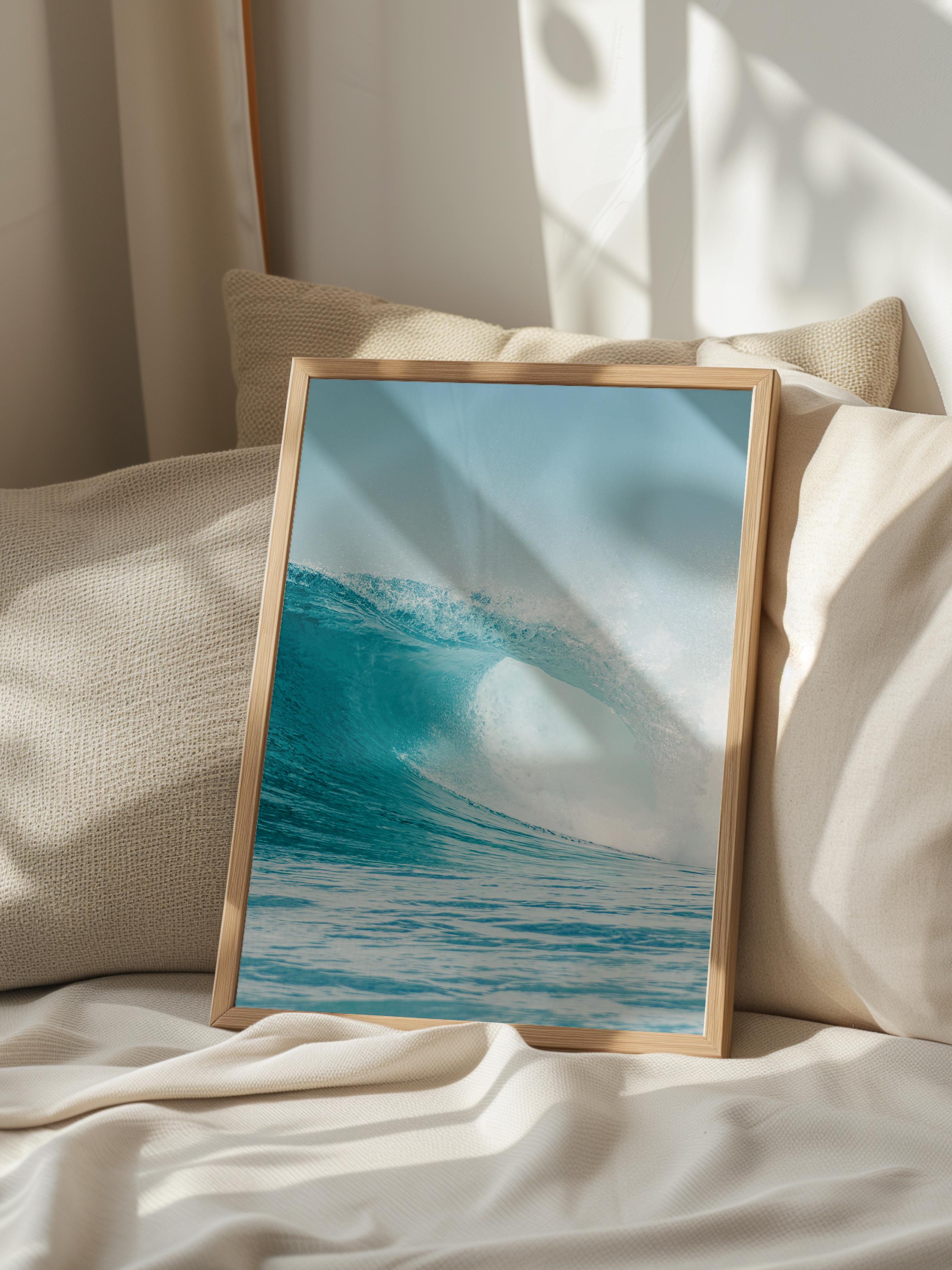 Çerçevesiz Poster, Yaz Temalı Tablo NO:204, Büyük Dalga Fotoğrafı, Mavi Poster, Dikey