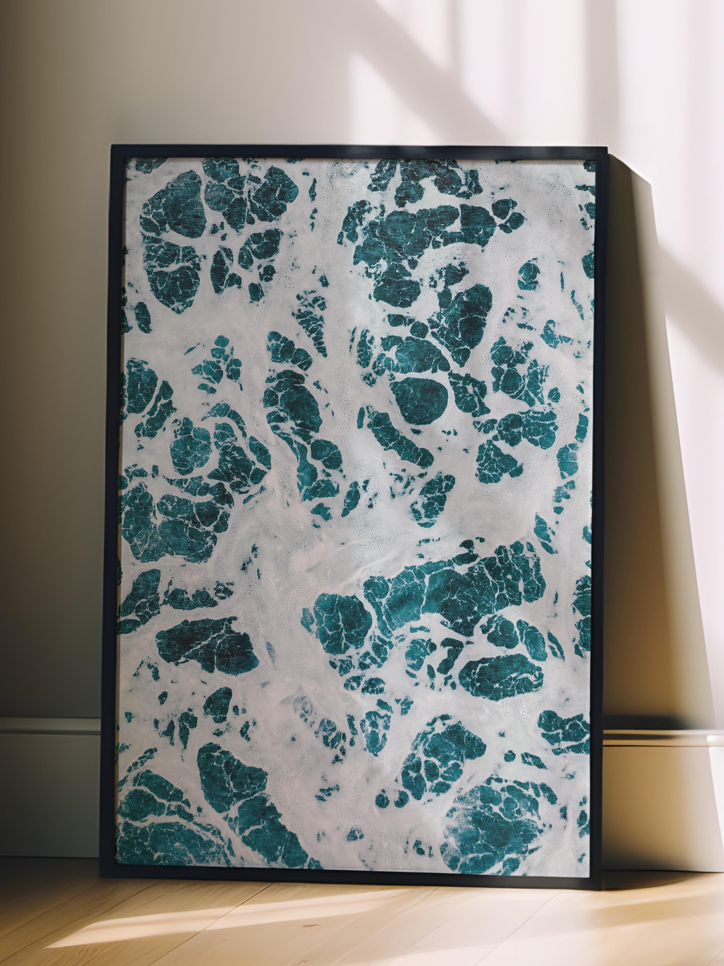 Çerçevesiz Poster, Yaz Temalı Tablo NO:205, Deniz Köpükleri Fotoğrafı, Beyaz Poster, Dikey