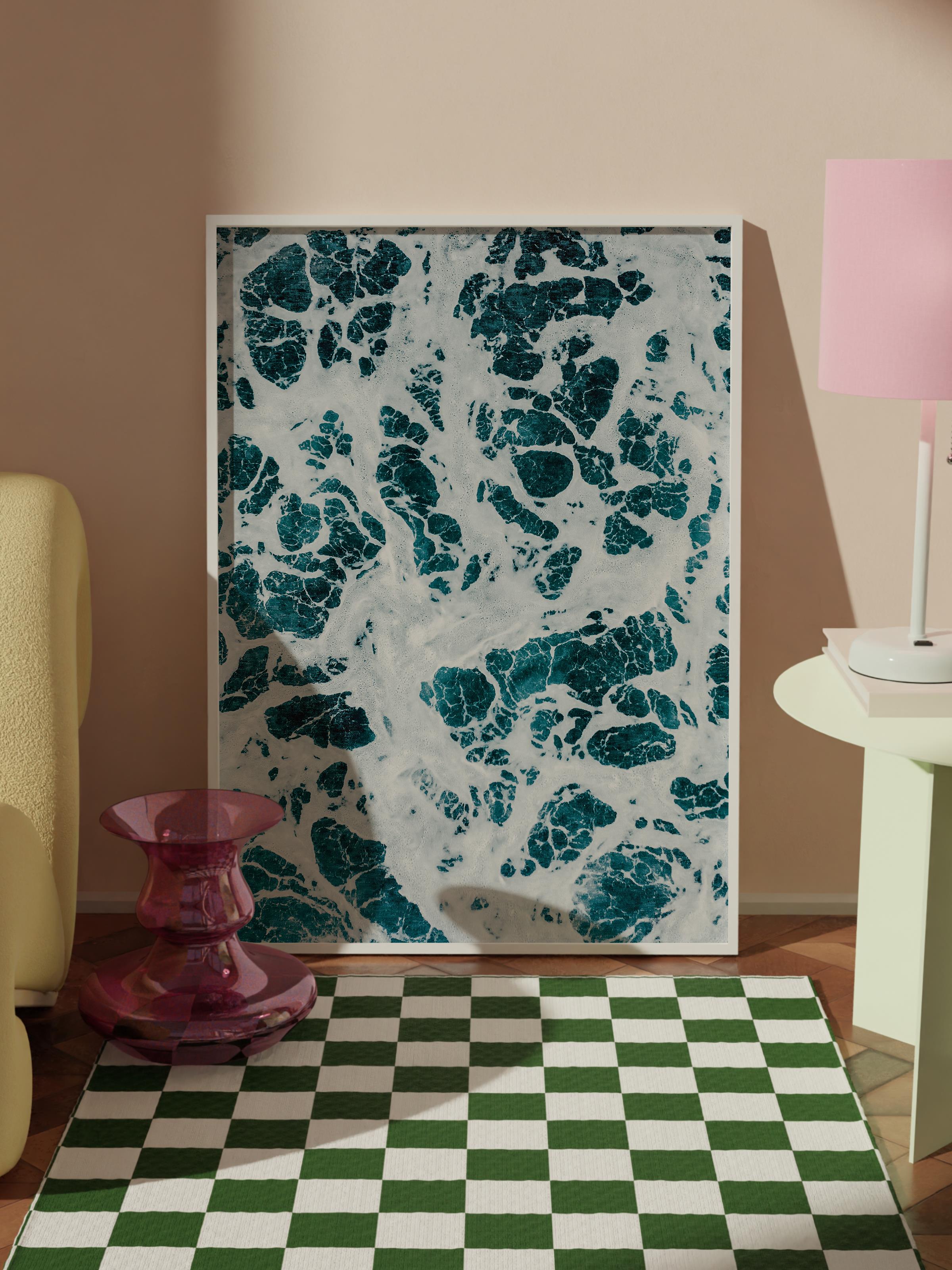 Çerçevesiz Poster, Yaz Temalı Tablo NO:205, Deniz Köpükleri Fotoğrafı, Beyaz Poster, Dikey