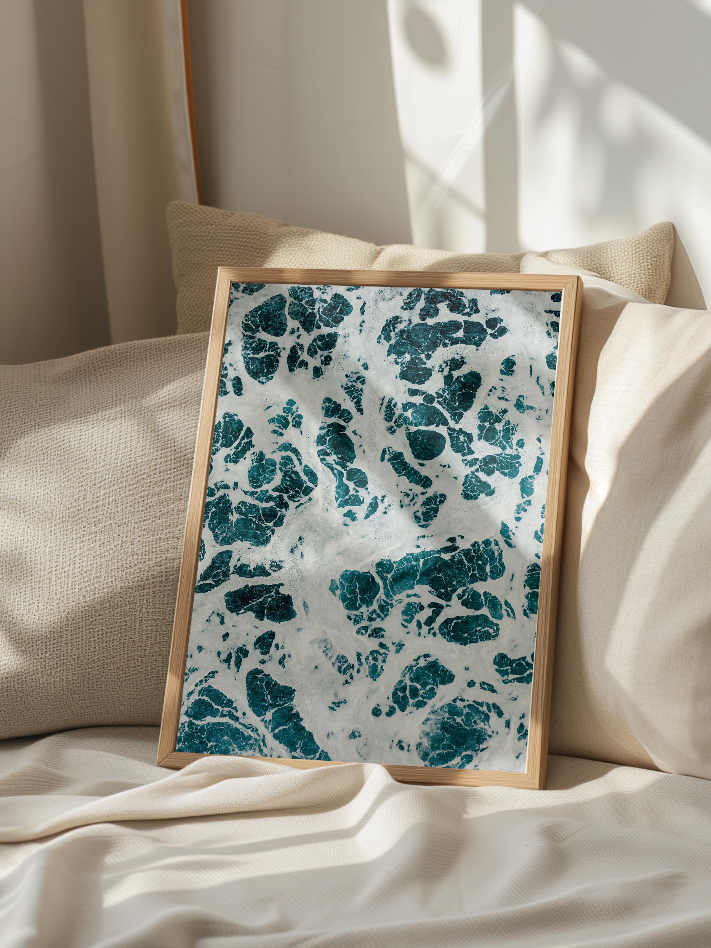 Çerçevesiz Poster, Yaz Temalı Tablo NO:205, Deniz Köpükleri Fotoğrafı, Beyaz Poster, Dikey