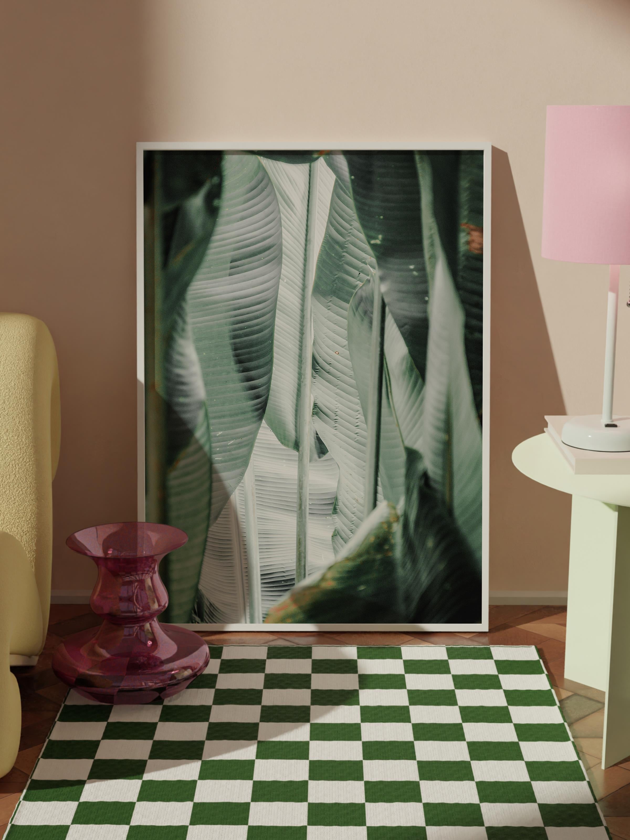 Çerçevesiz Poster, Yaz Temalı Tablo NO:207, Tropik Yapraklar Fotoğrafı, Yeşil Poster, Dikey