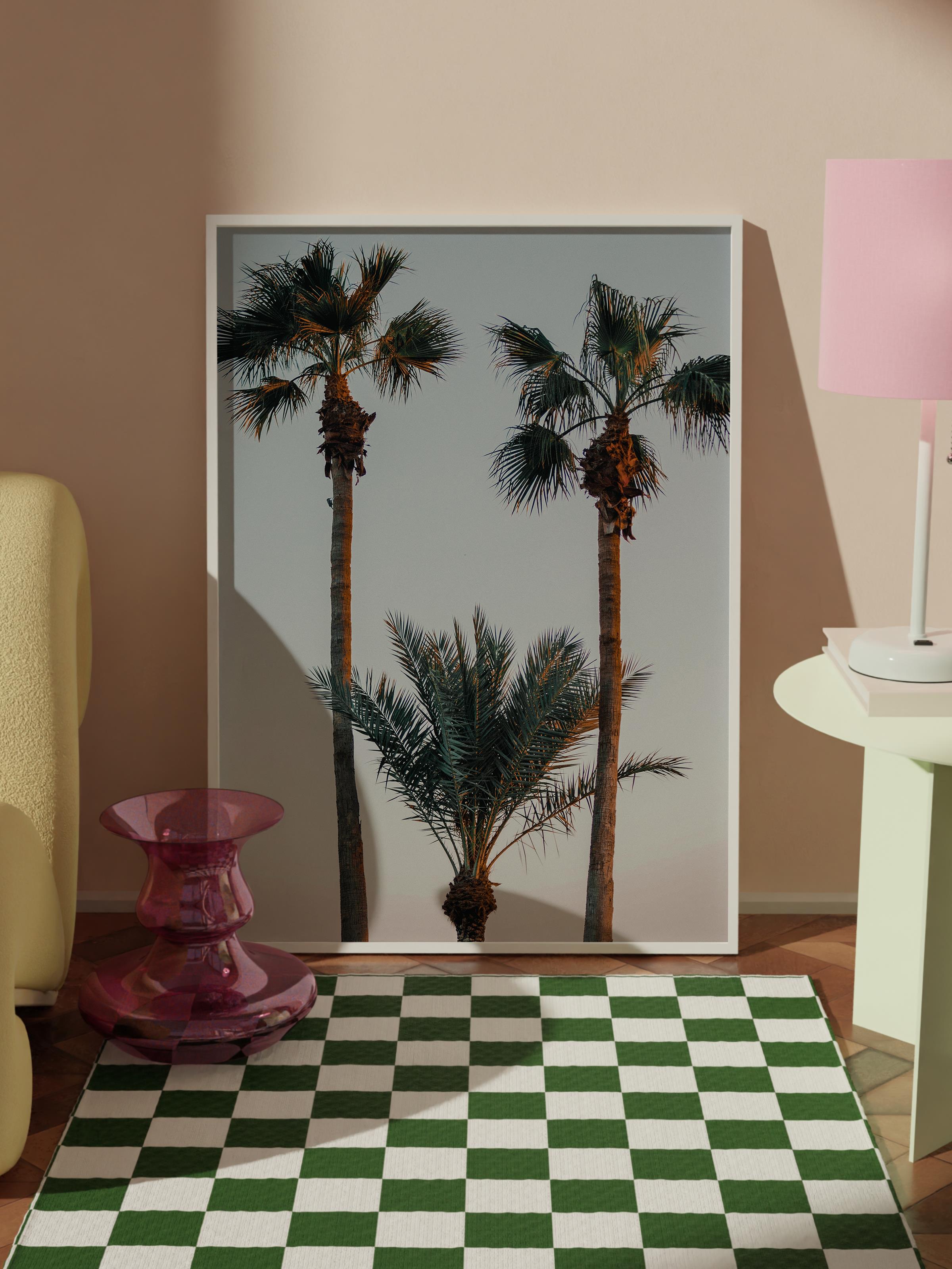 Çerçevesiz Poster, Yaz Temalı Tablo NO:208, Palmiye Ağaçları Fotoğrafı, Kahverengi Poster, Dikey