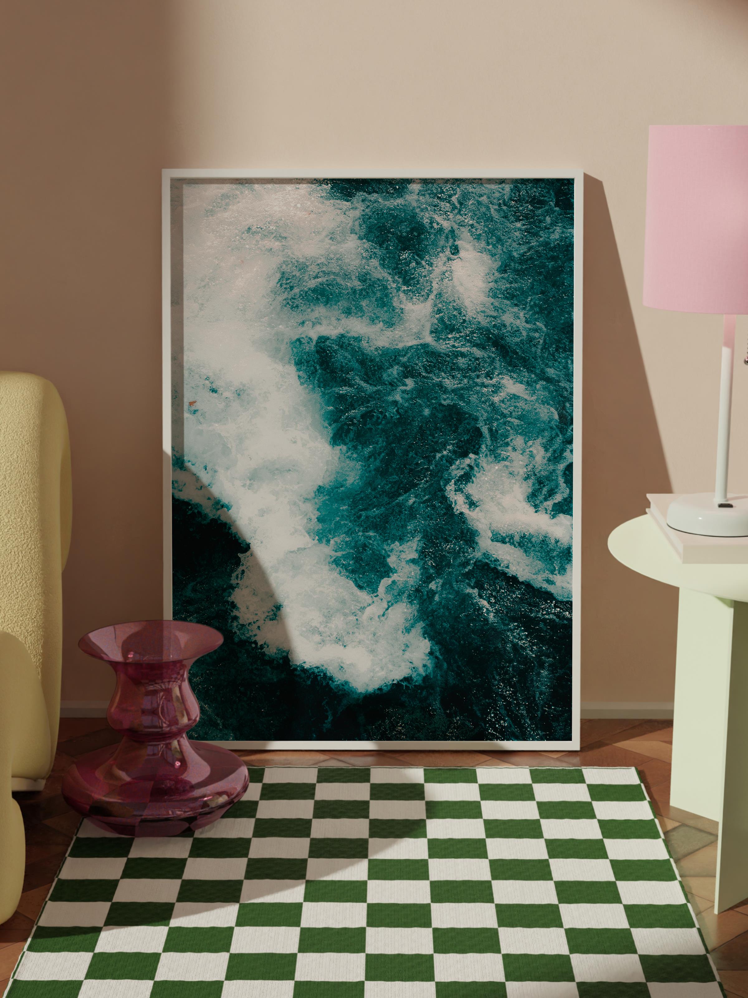 Çerçevesiz Poster, Yaz Temalı Tablo NO:213, Deniz Dalgası Fotoğrafı, Beyaz Poster, Dikey