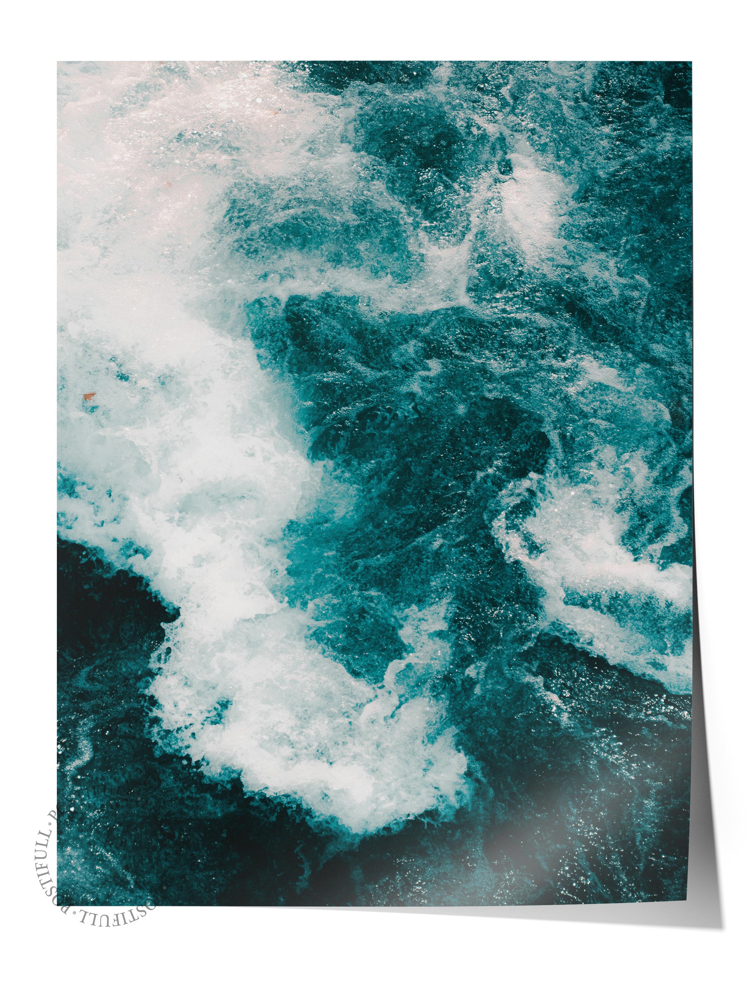 Çerçevesiz Poster, Yaz Temalı Tablo NO:213, Deniz Dalgası Fotoğrafı, Beyaz Poster, Dikey