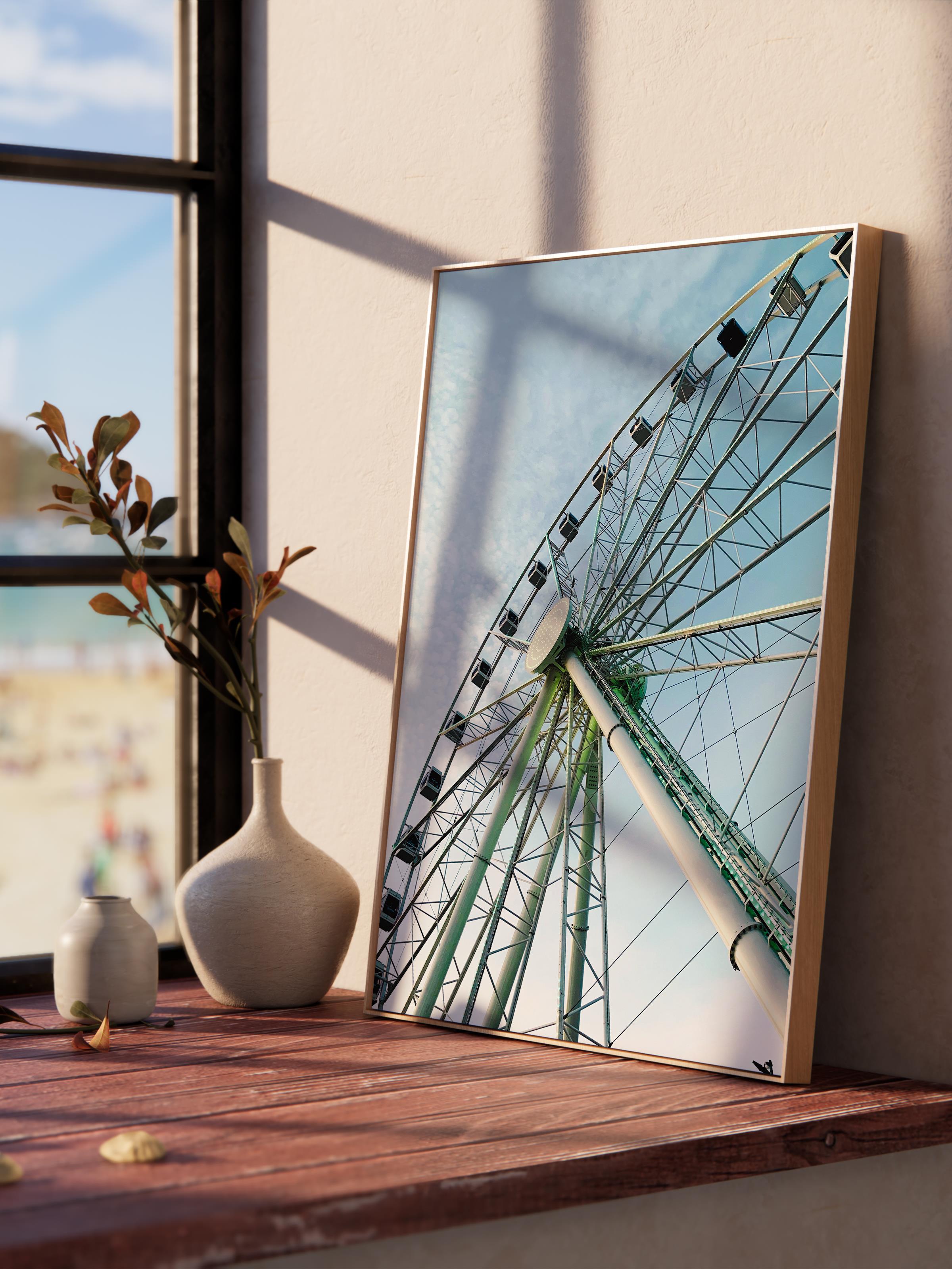 Çerçevesiz Poster, Yaz Temalı Tablo NO:218, Dönme Dolap Fotoğrafı, Yeşil Poster, Dikey