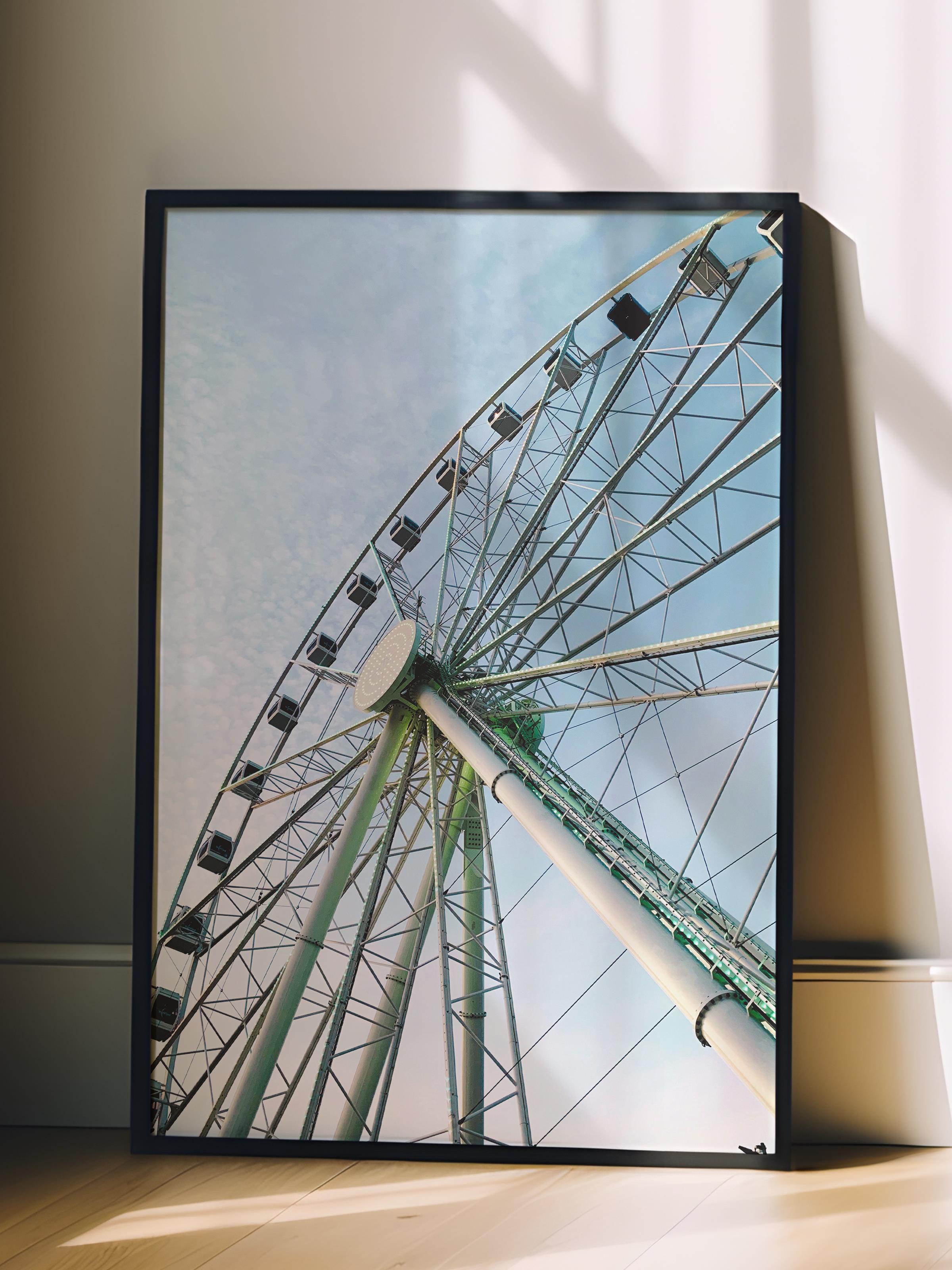 Çerçevesiz Poster, Yaz Temalı Tablo NO:218, Dönme Dolap Fotoğrafı, Yeşil Poster, Dikey