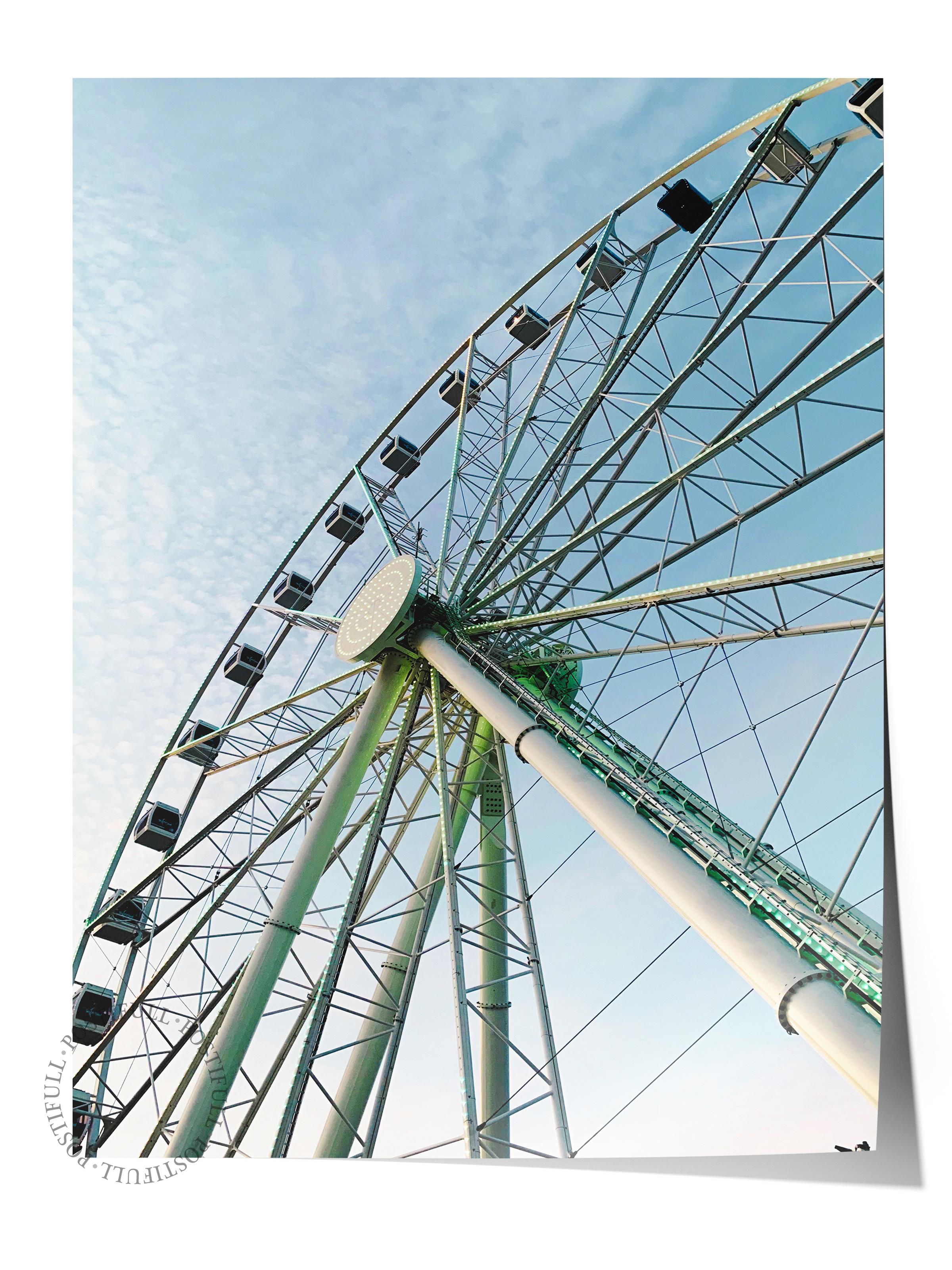 Çerçevesiz Poster, Yaz Temalı Tablo NO:218, Dönme Dolap Fotoğrafı, Yeşil Poster, Dikey