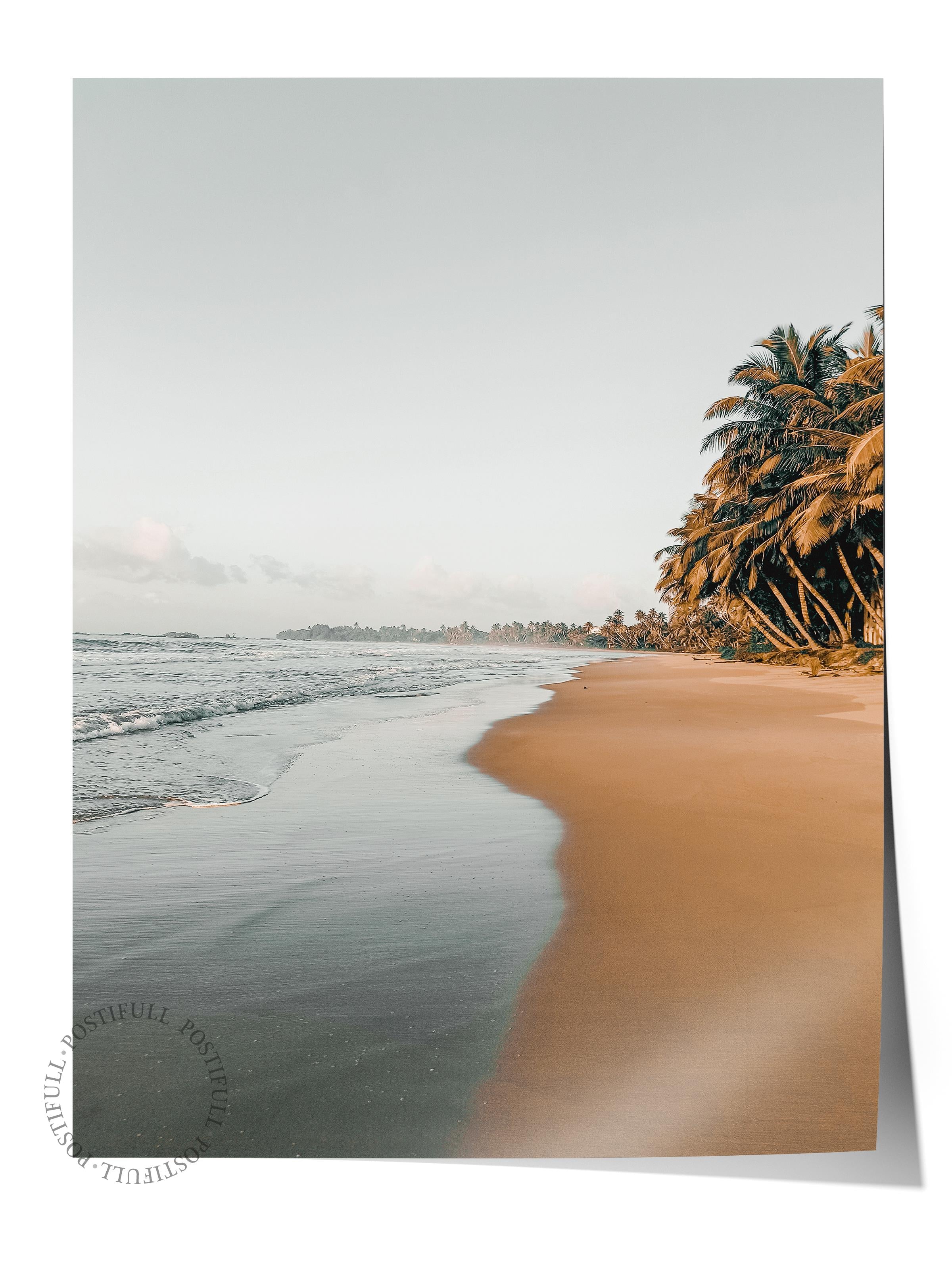 Çerçevesiz Poster, Yaz Temalı Tablo NO:223, Boş Sahil Fotoğrafı, Kahverengi Poster, Dikey