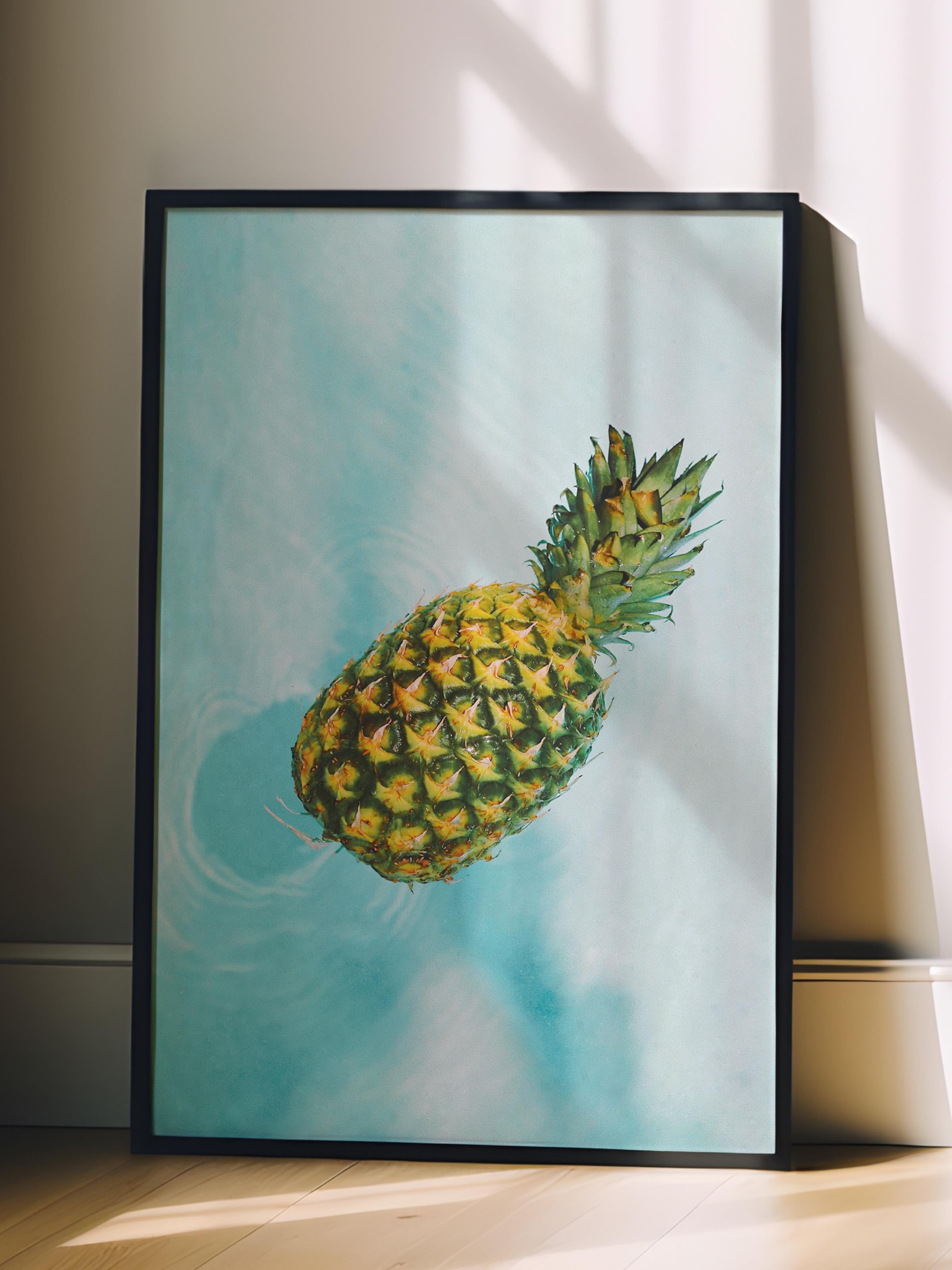 Çerçevesiz Poster, Yaz Temalı Tablo NO:237, Ananas Fotoğrafı, Sarı Poster, Dikey