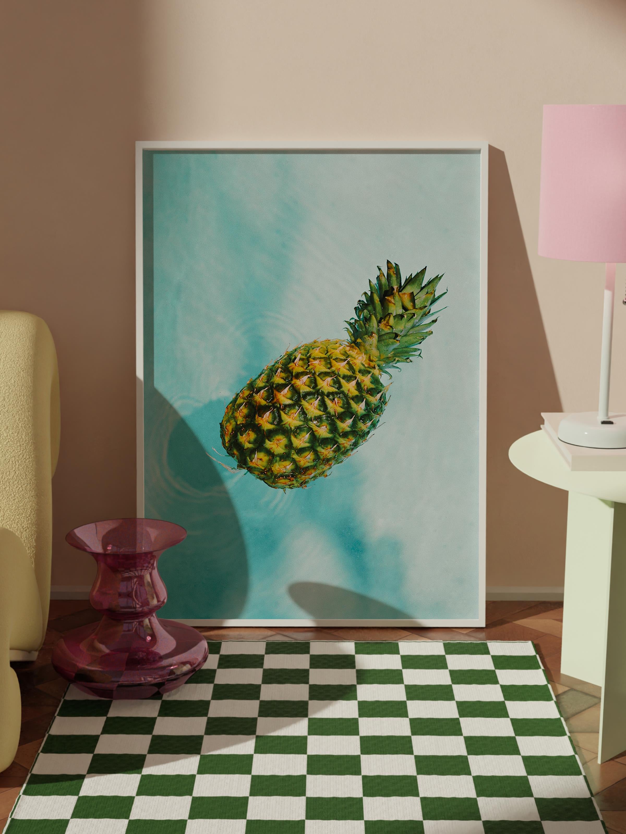 Çerçevesiz Poster, Yaz Temalı Tablo NO:237, Ananas Fotoğrafı, Sarı Poster, Dikey
