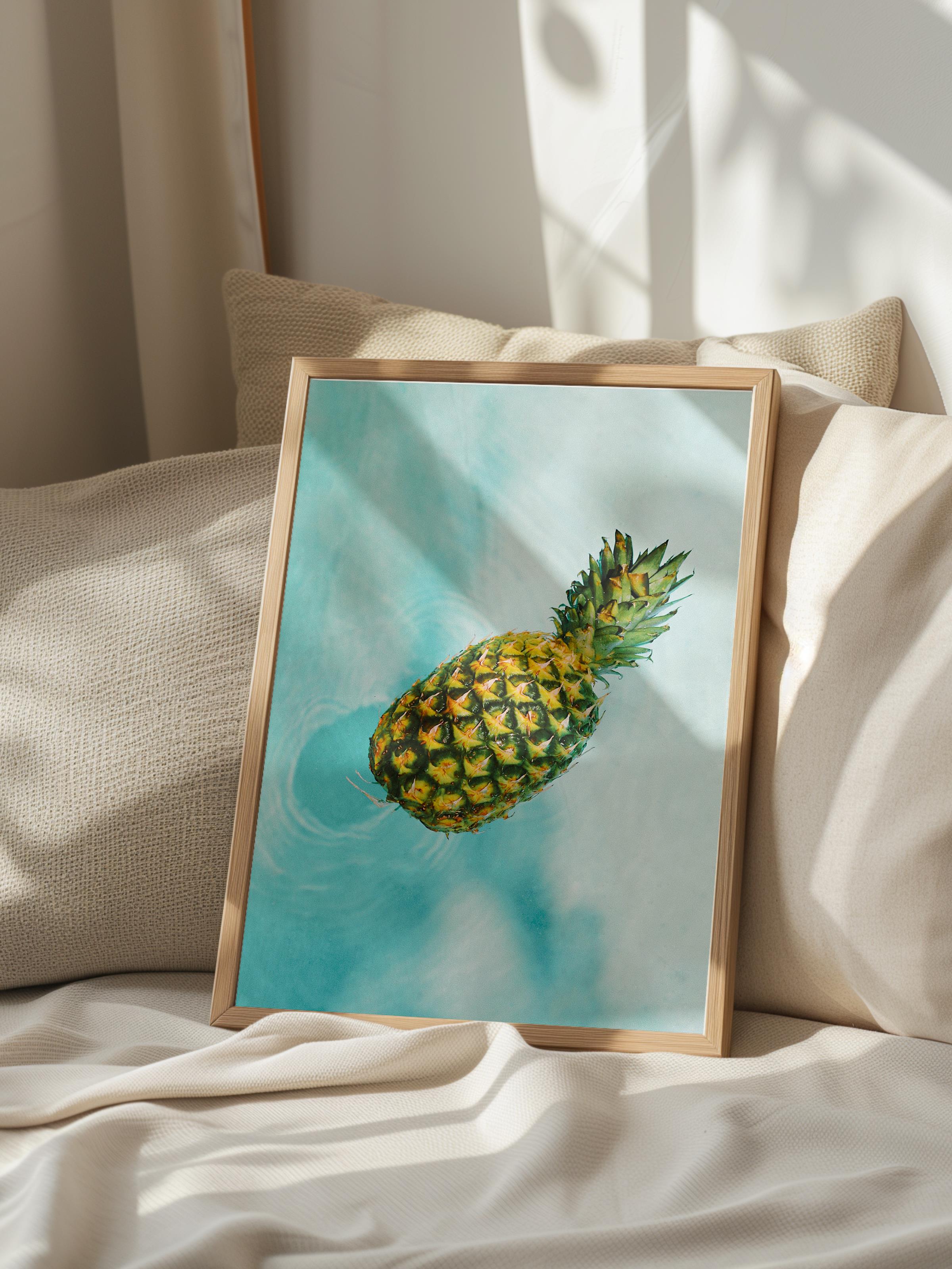 Çerçevesiz Poster, Yaz Temalı Tablo NO:237, Ananas Fotoğrafı, Sarı Poster, Dikey
