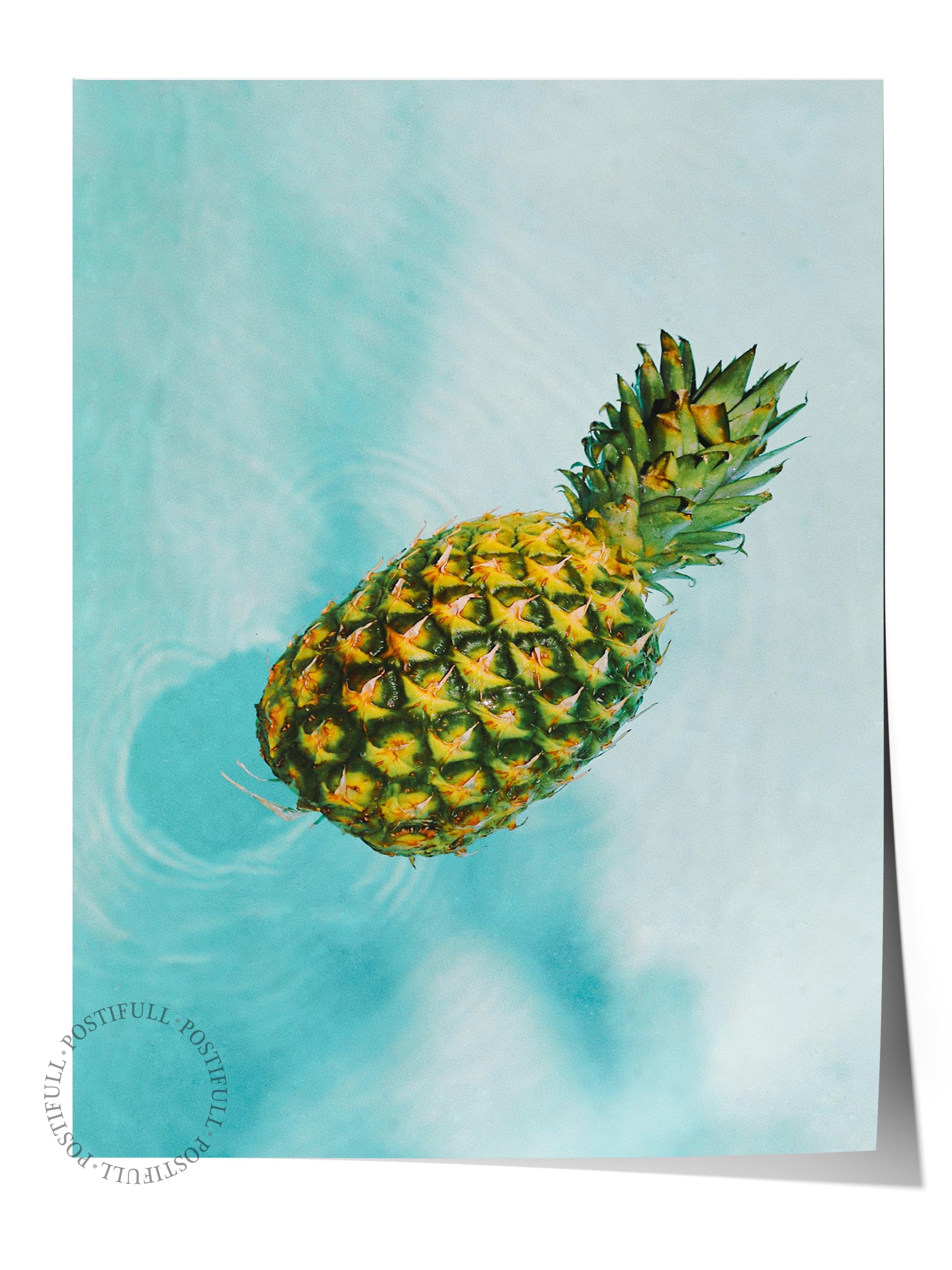 Çerçevesiz Poster, Yaz Temalı Tablo NO:237, Ananas Fotoğrafı, Sarı Poster, Dikey
