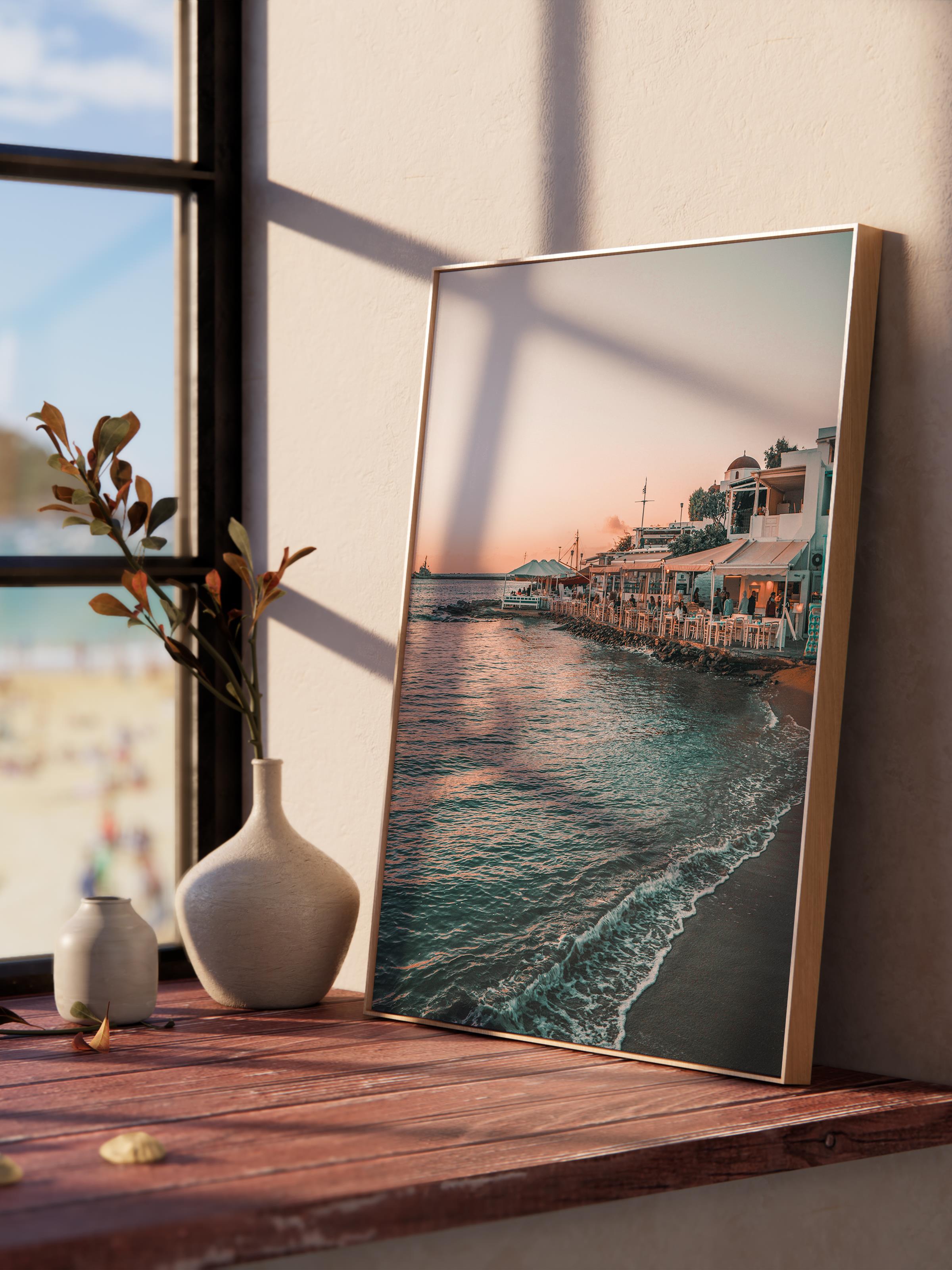 Çerçevesiz Poster, Yaz Temalı Tablo NO:238, Sahil ve İskele Fotoğrafı, Bej Poster, Dikey