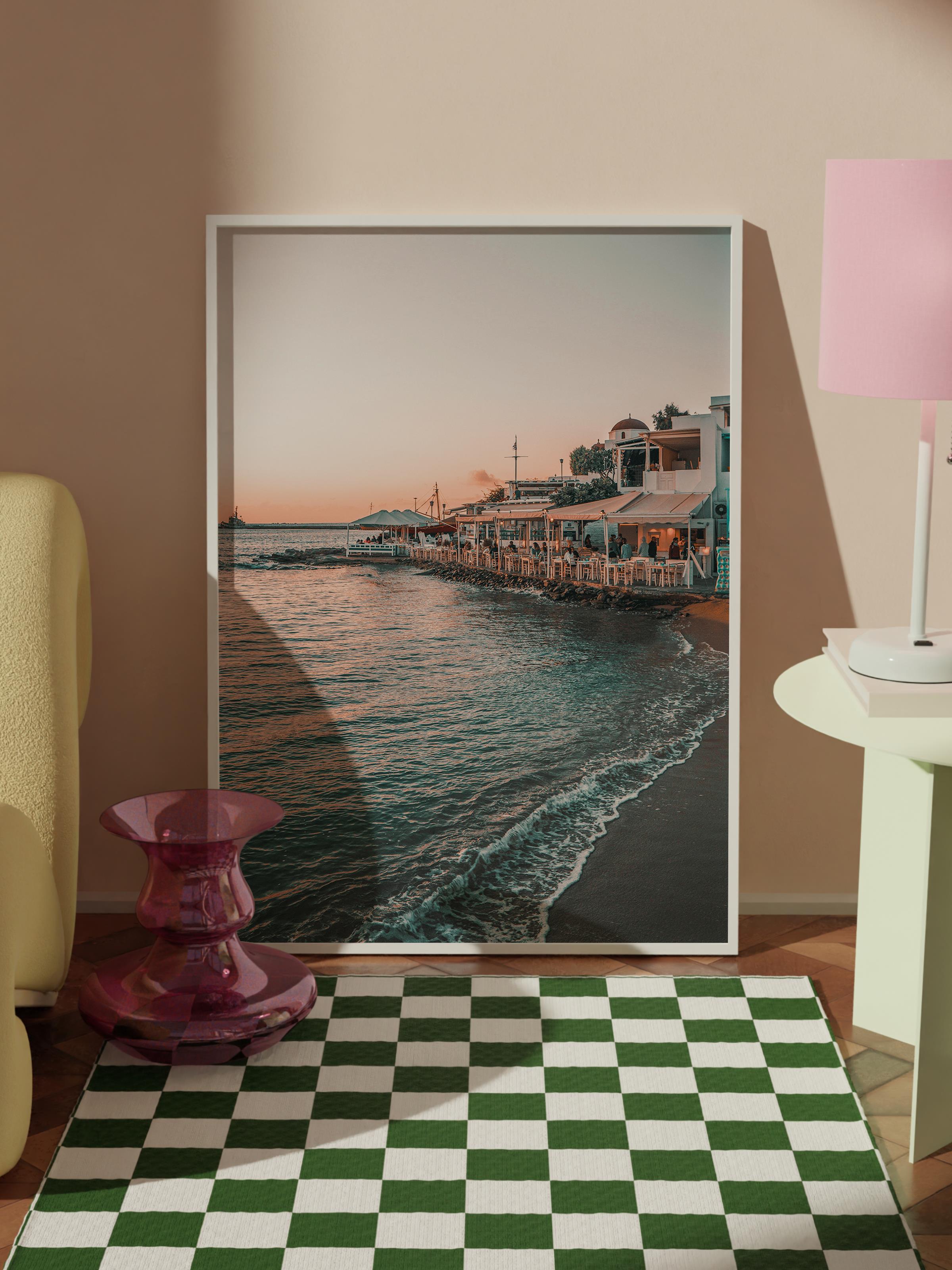 Çerçevesiz Poster, Yaz Temalı Tablo NO:238, Sahil ve İskele Fotoğrafı, Bej Poster, Dikey