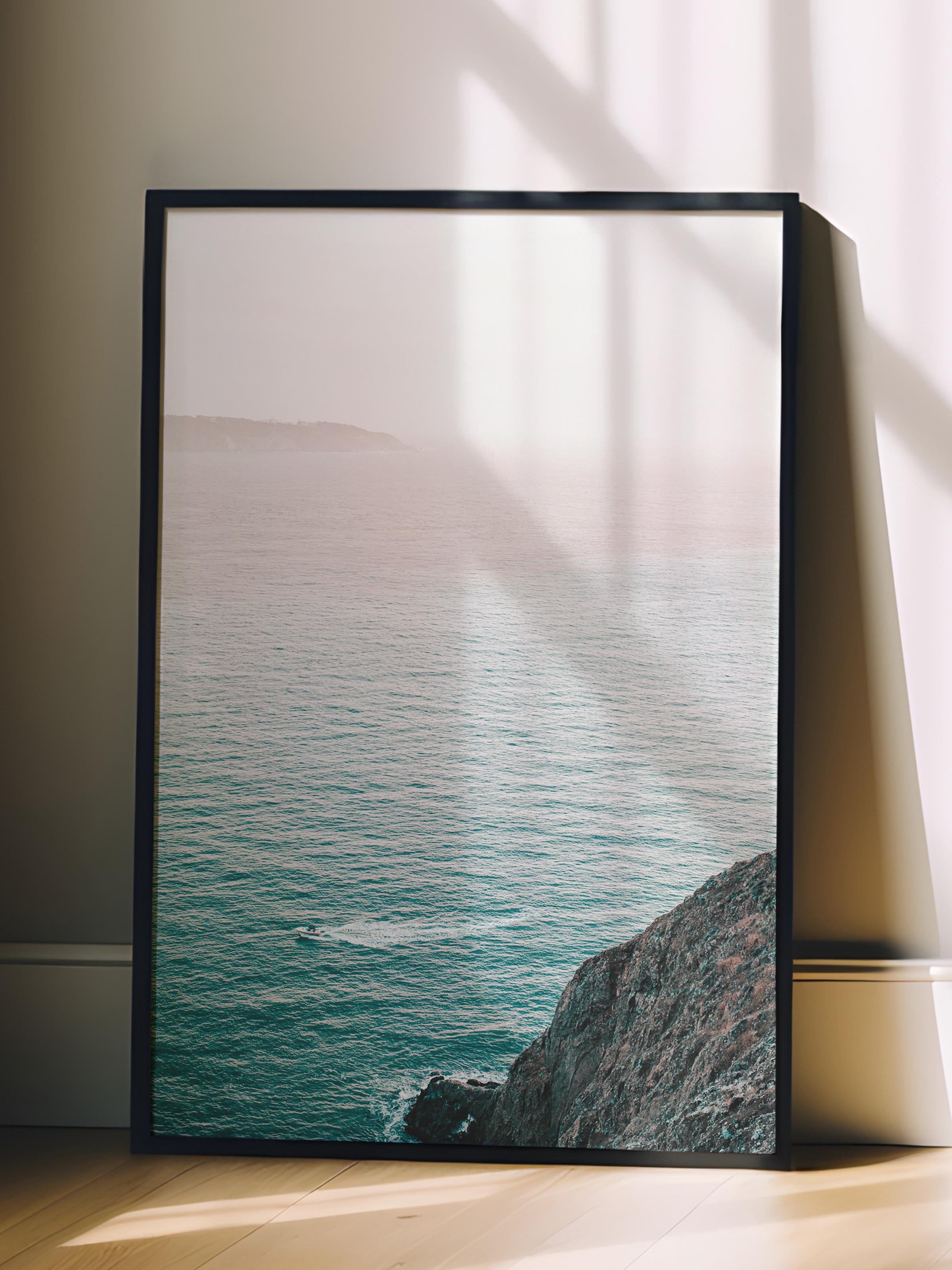 Çerçevesiz Poster, Yaz Temalı Tablo NO:239, Okyanus Manzarası Fotoğrafı, Gri Poster, Dikey