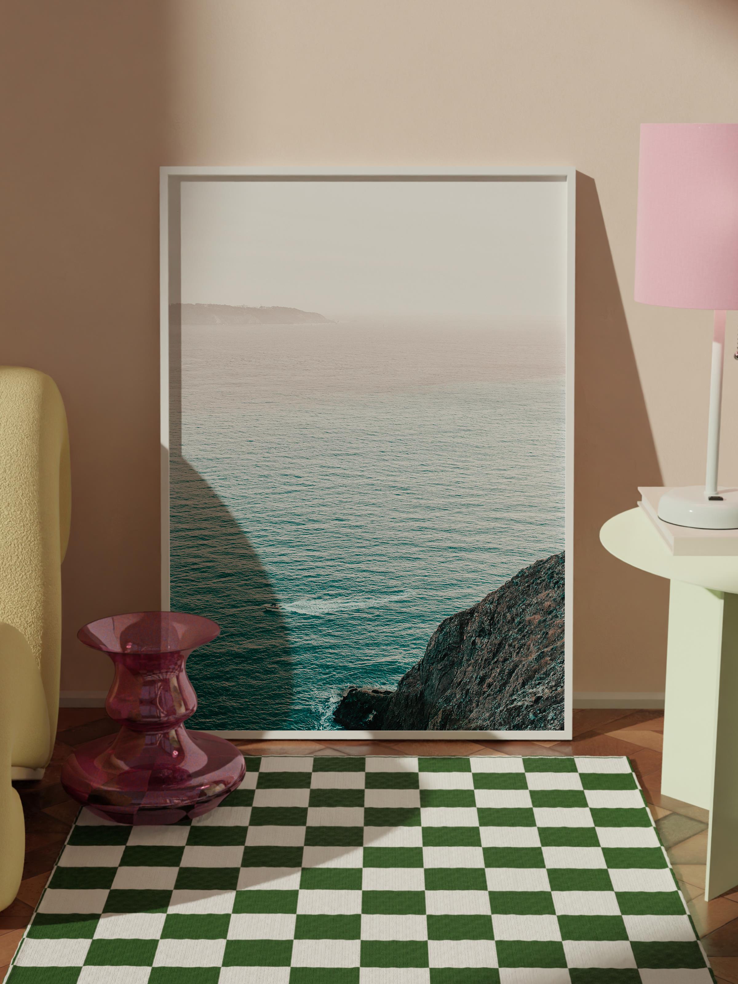 Çerçevesiz Poster, Yaz Temalı Tablo NO:239, Okyanus Manzarası Fotoğrafı, Gri Poster, Dikey