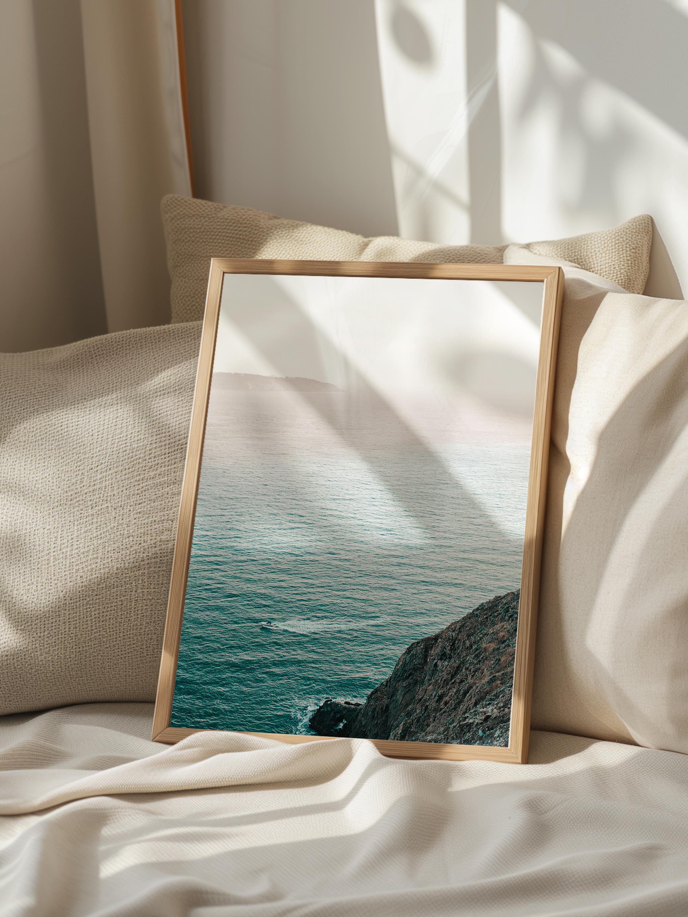 Çerçevesiz Poster, Yaz Temalı Tablo NO:239, Okyanus Manzarası Fotoğrafı, Gri Poster, Dikey