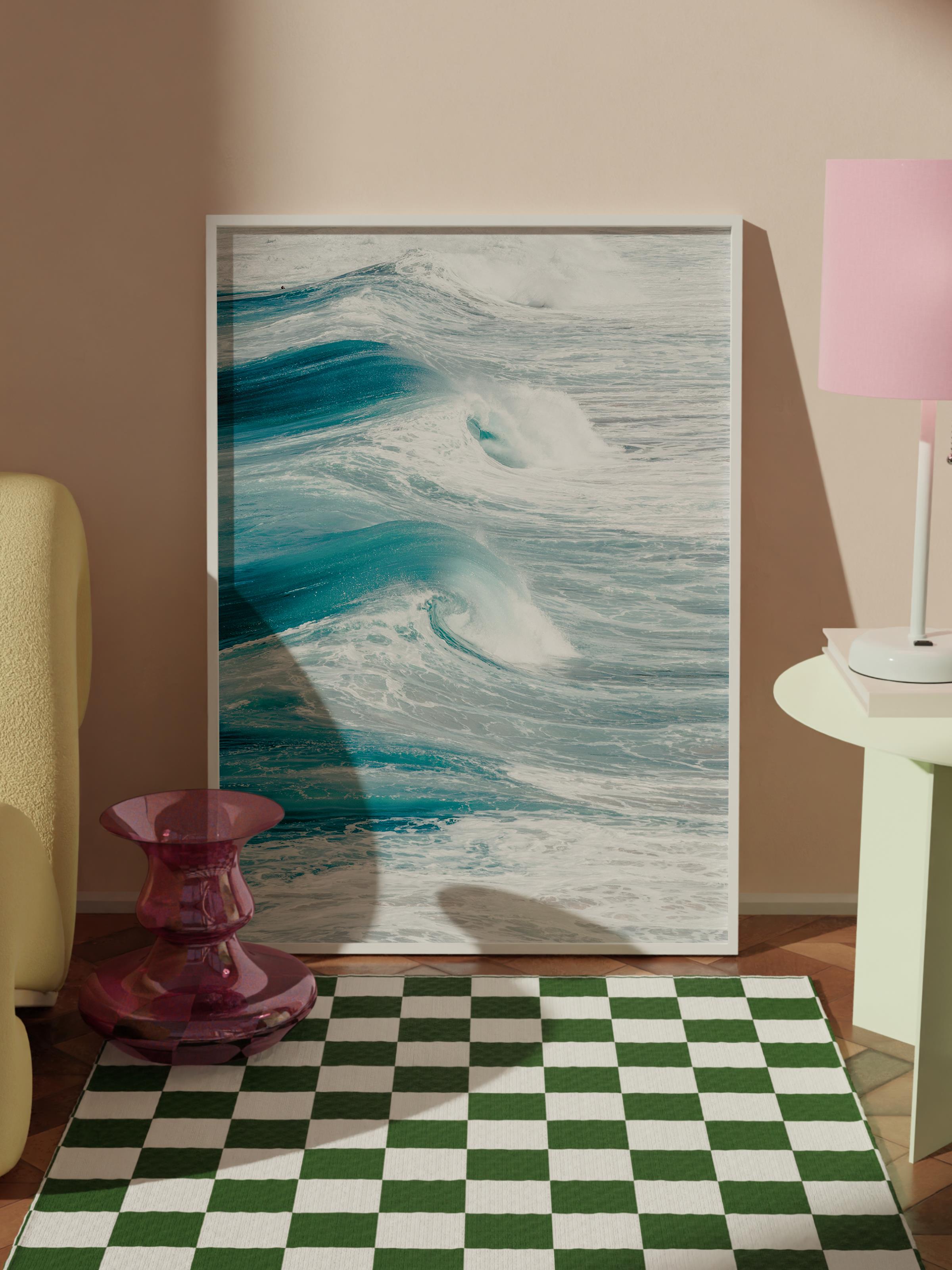 Çerçevesiz Poster, Yaz Temalı Tablo NO:242, Büyük Dalga Fotoğrafı, Mavi Poster, Dikey