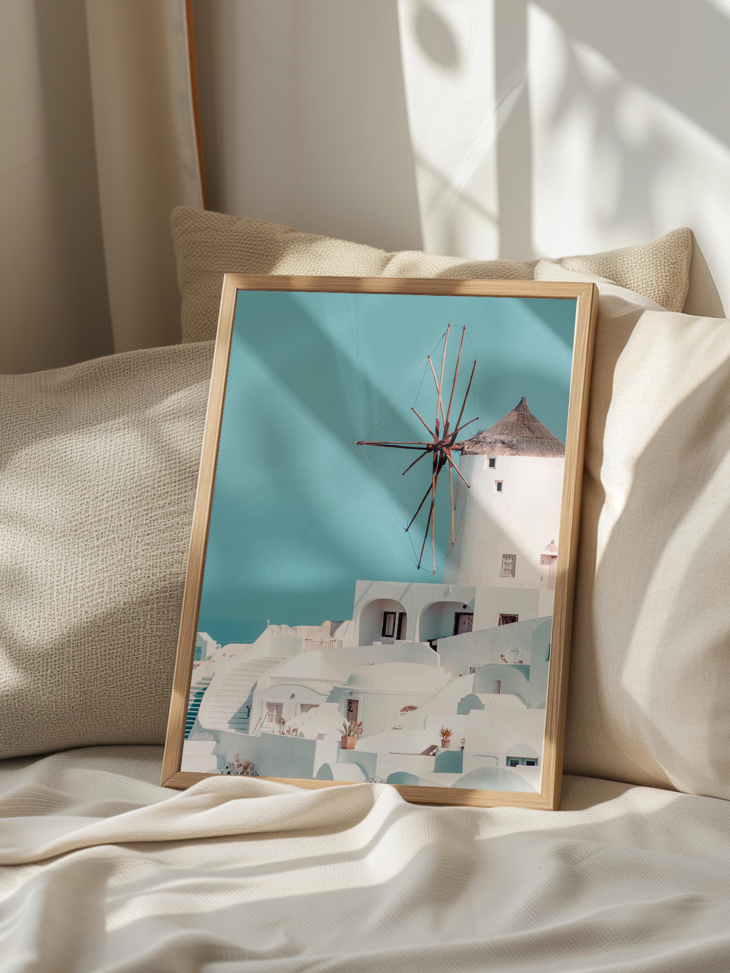 Çerçevesiz Poster, Yaz Temalı Tablo NO:244, Beyaz Yel Değirmeni Fotoğrafı, Beyaz Poster, Dikey